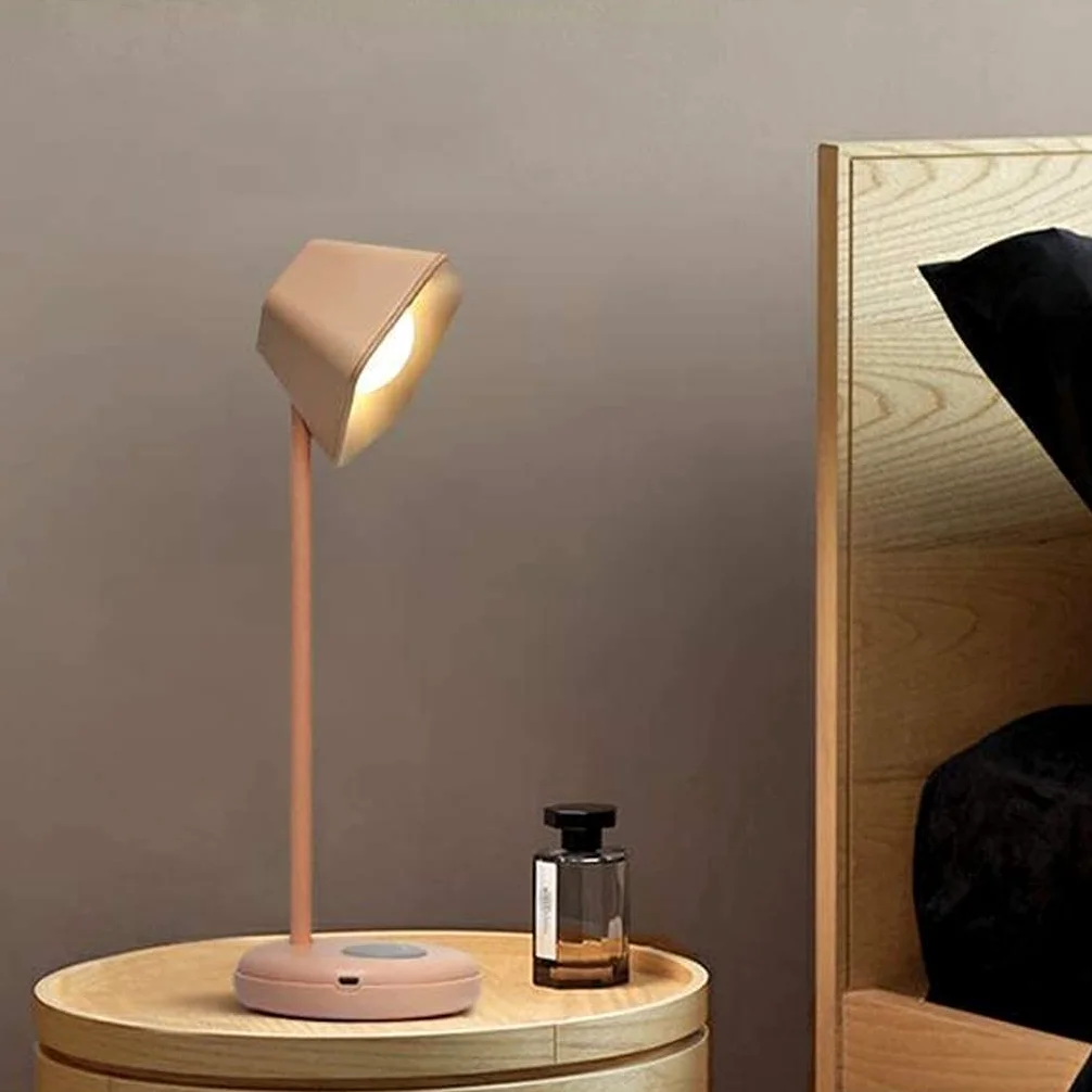Lampka Nocna Lampka do Czytania Prosta Lampa Biurkowa LED Na Akumulator Dotykowy Ściemnianie Czytanie Ochrona Oczu Lampka Nocna Do Sypialni Lampka Nocna Na Biurko; Lampa Robocza(Pink)
