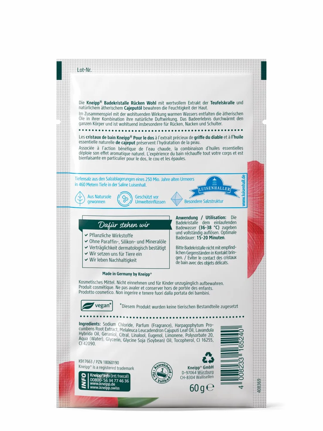 Kneipp Kryształy Kąpielowe, Czerwony, 60 g