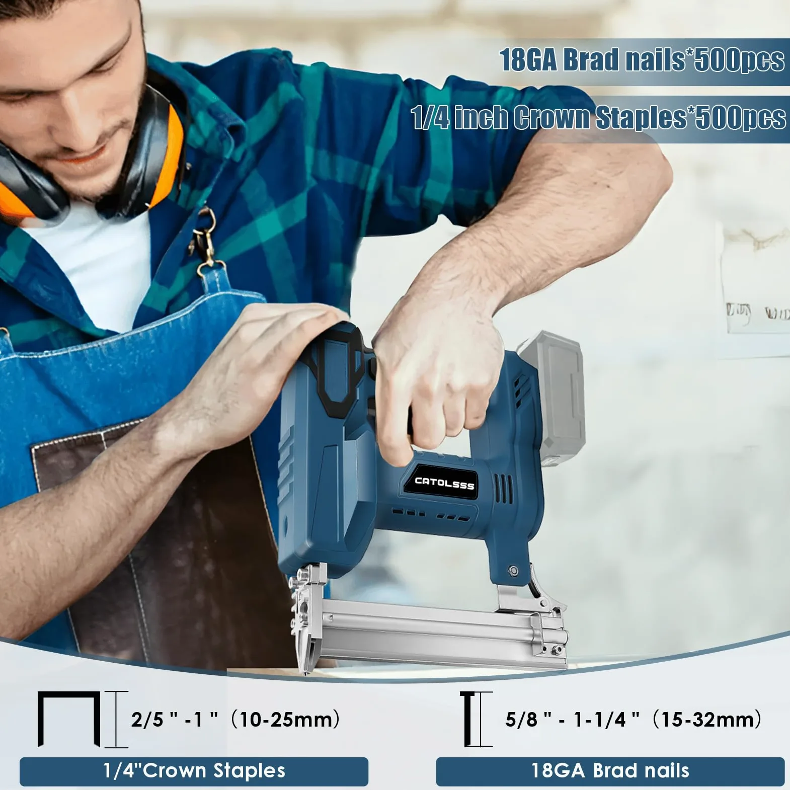 Akumulatorowy zszywacz do gwoździ, kompatybilny z Makita 18 V, 100 W, 2 tryby, 18 G 5/8 do 1-1/4", 1000 gwoździ/zszywek do tapicerki, projektów obróbki drewna (bez akumulatora)
