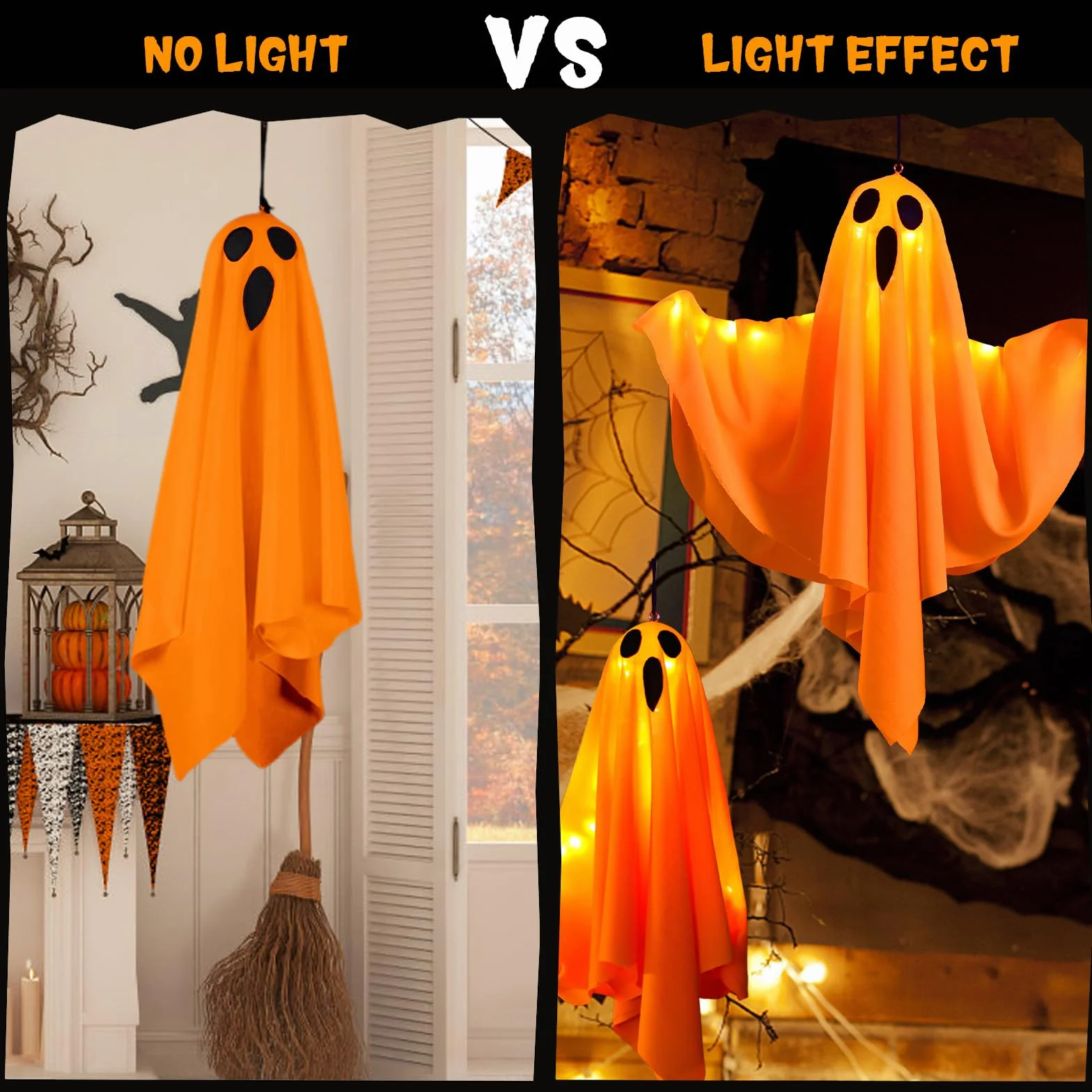 Dekoracje na Halloween z oświetleniem LED wiszące 4 sztuki