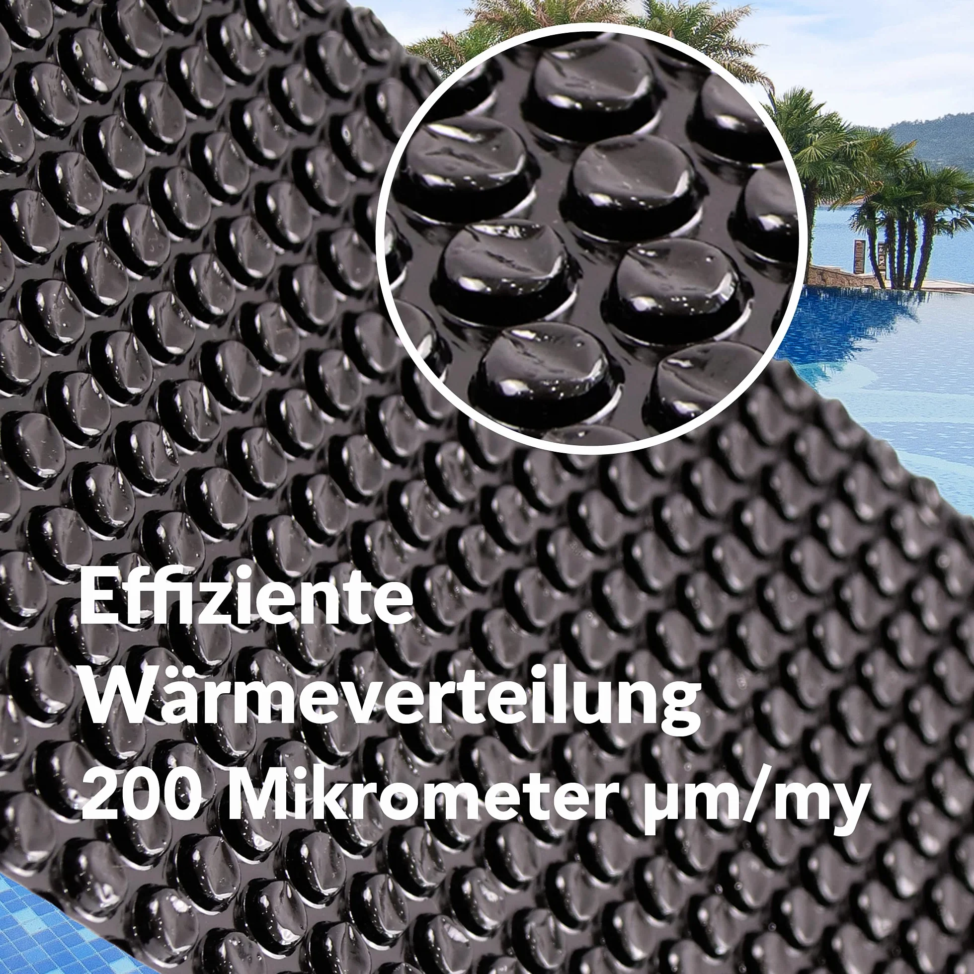 Melko Plandeka solarna do basenu, 1000 x 500 cm, folia solarna 200 µm, plandeka solarna z możliwością przycięcia, ogrzewanie wody, plandeka solarna do basenu
