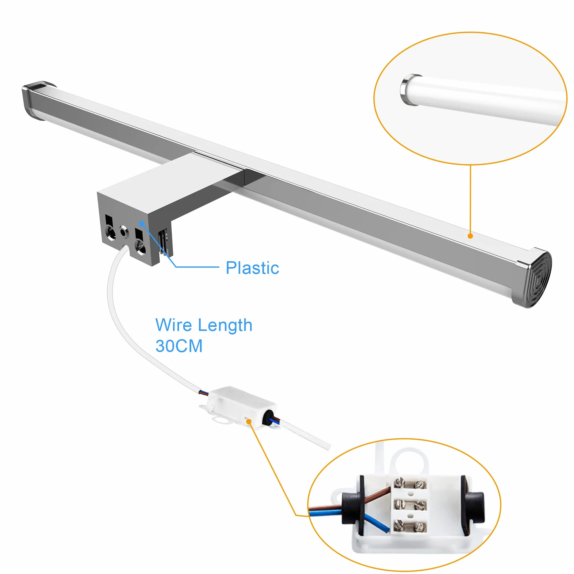 LED lustro łazienkowe, 10W 1200LM 40cm neutralna biel 4000K, montaż 3 w 1 IP44 230V kinkiet lampa lustrzana, bez migotania lampa łazienkowa oświetlenie ścienne: 400mm