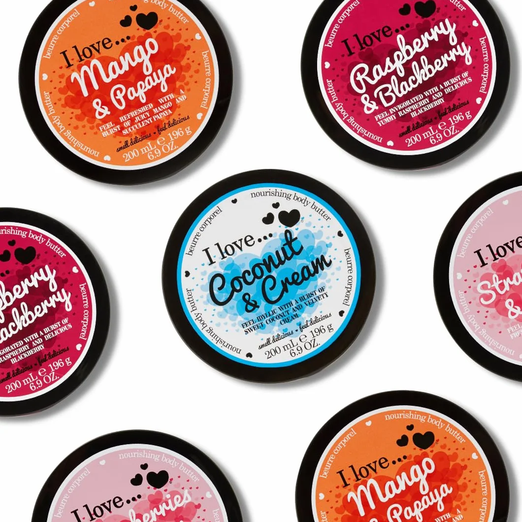 I Love Raspberry & Blackberry Body Butter, Made With 87% Naturally Derived Ingredients Including Shea Butter & Coconut Oil For Soft & Hydrated Skin, Moisturising & Lightly Scented, Contains Natural Fruit Extracts, Vegan-Friendly - 200ml