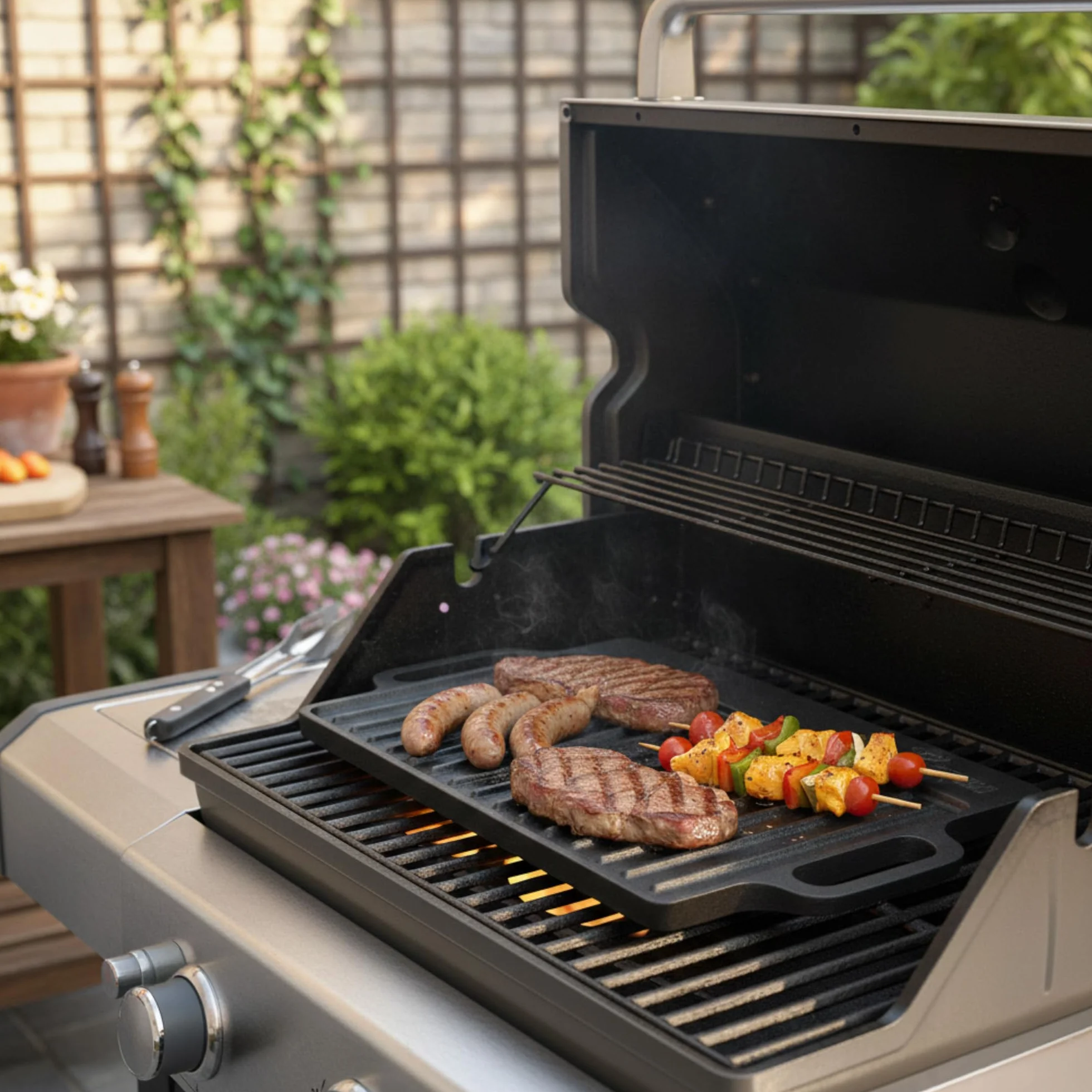 BBQ-Toro Żeliwna blacha do pieczenia 40x20,5 cm obustronna patelnia grillowa