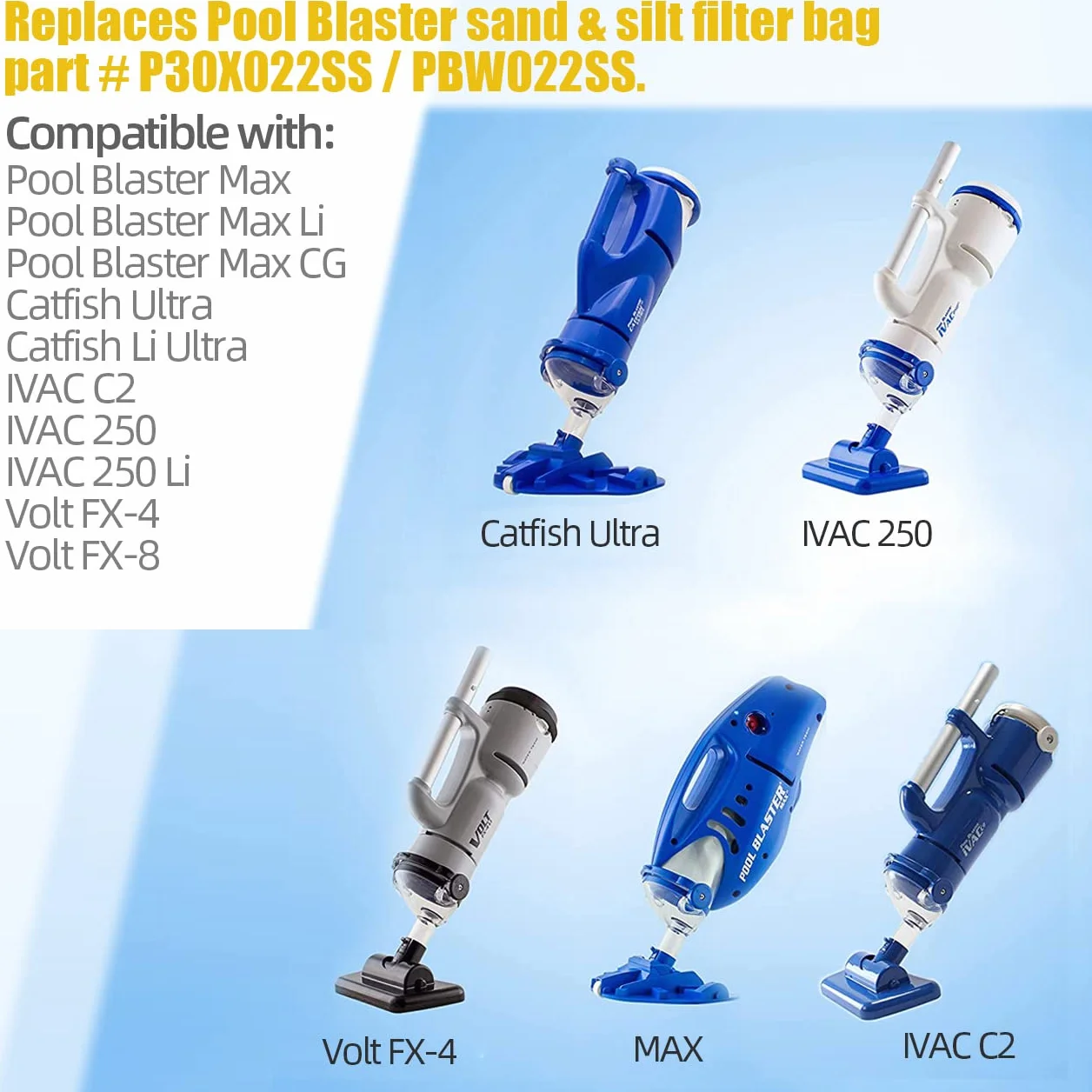 Odkurzacz basenowy worek filtrujący 10 szt. siatki do Blaster Water Tech Max Catfish Ultra Pool Vacuum Sand Silt Cleaner