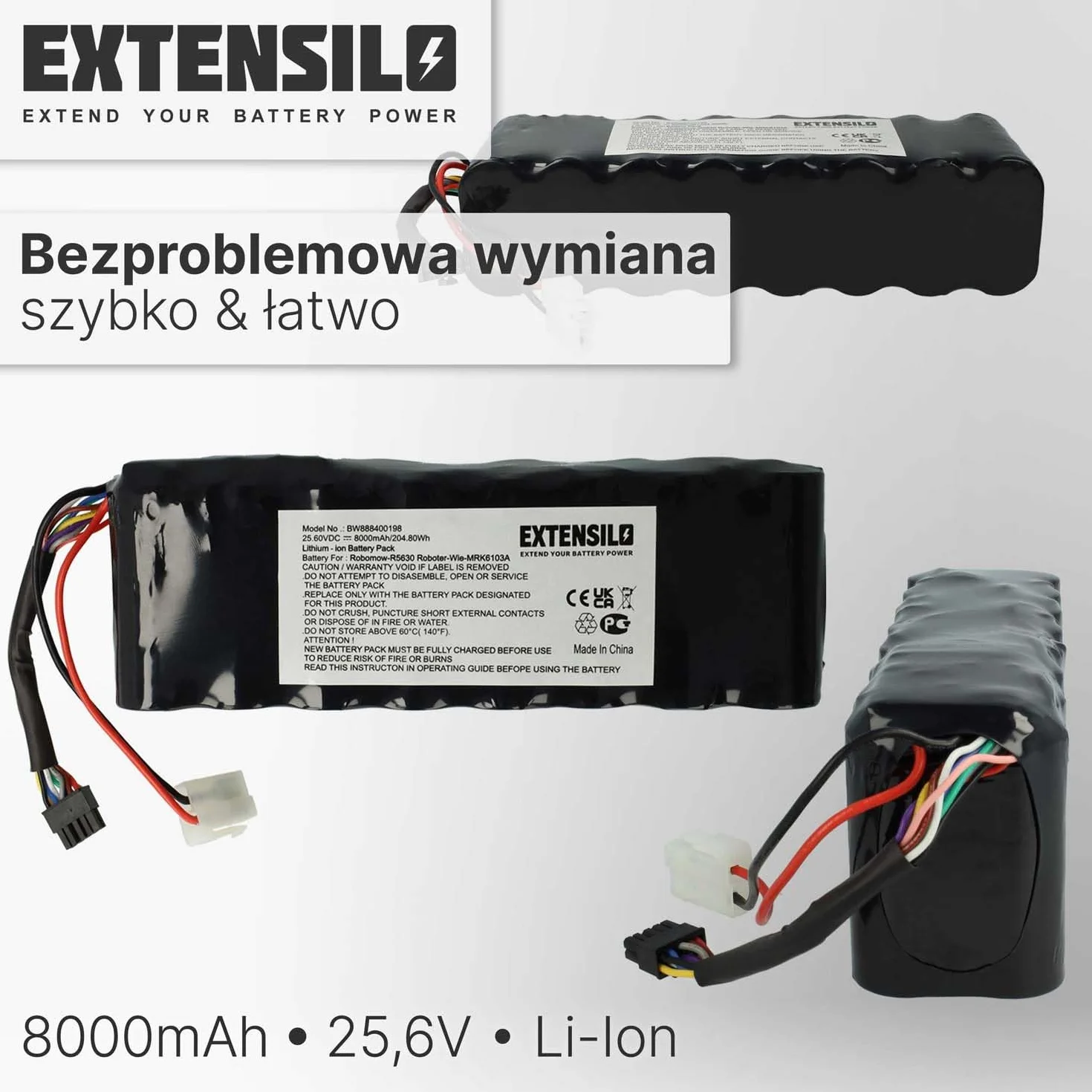 Akumulator zamienny 8000 mAh 25,6 V litowo-jonowy do kosiarek automatycznych BAT6000A BAT6000C BAT6001B