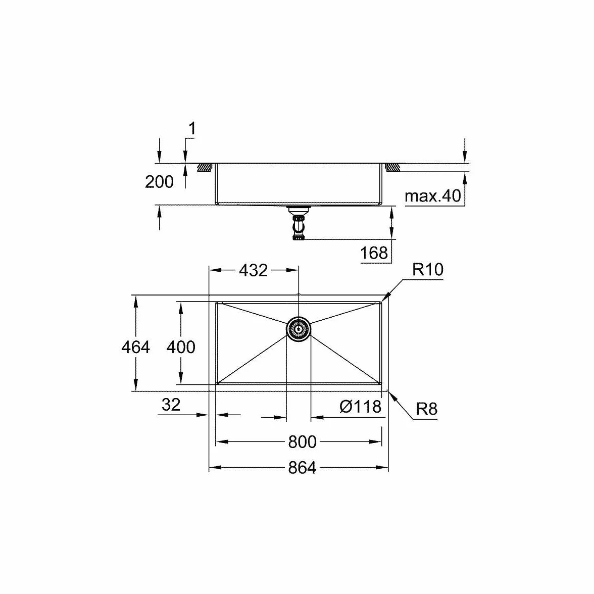 GROHE K700 | 1 miska | Zlewozmywak kuchenny - montaż od góry lub podtynkowy | w zestawie: zestaw na odpady, kosz na odpady, zestaw montażowy | stal nierdzewna | 31580SD1