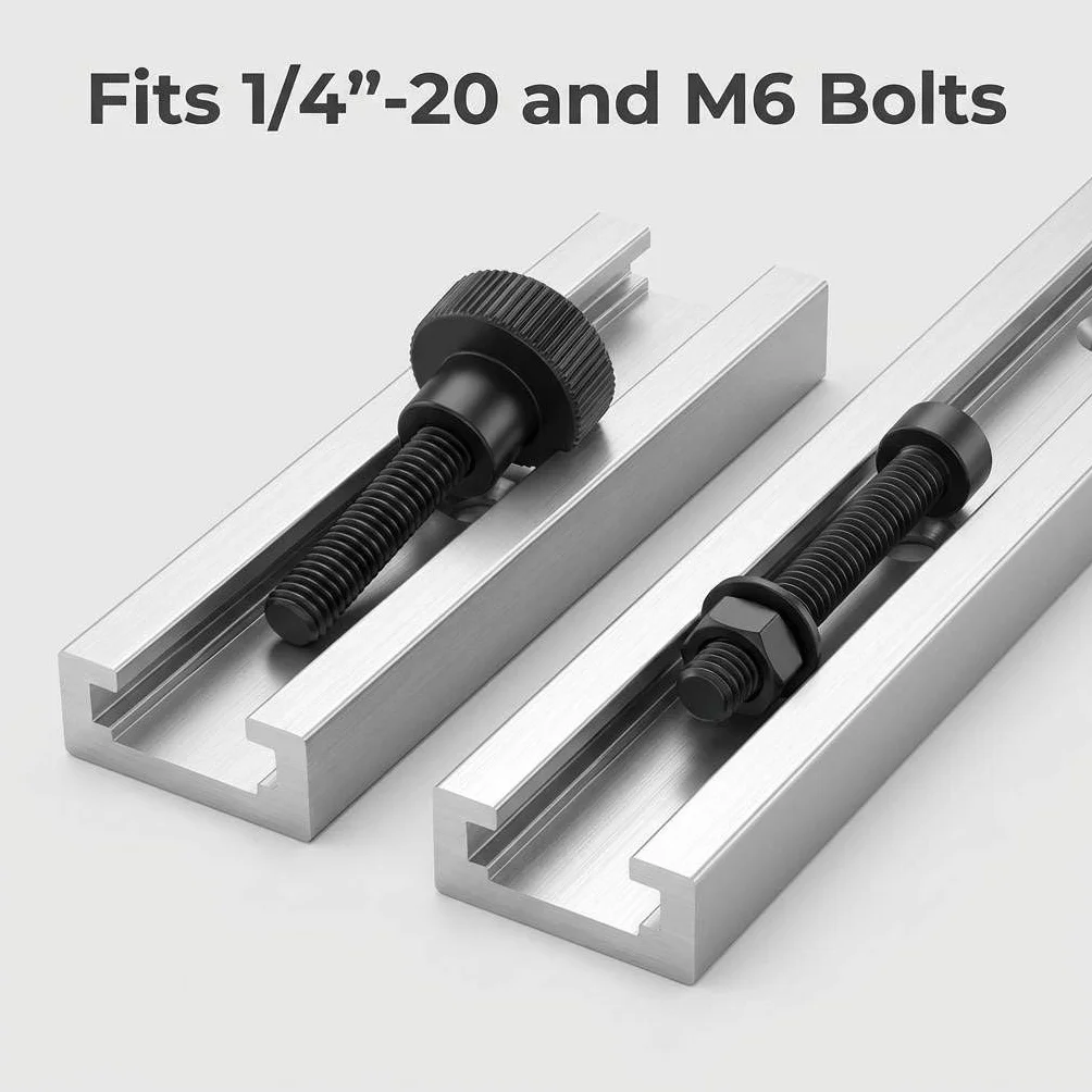 QWORK® 300mm t-track t-slot ukośnica aluminiowa z podwójnym profilem cięcia do stołu frezarki stołowej narzędzie do obróbki drewna 19x10mm 4 paczka