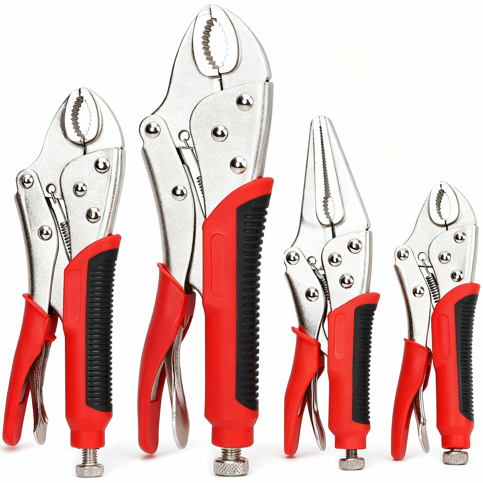 FASTPRO 4-częściowy zestaw szczypiec blokujących z wytrzymałym uchwytem, 12,7 cm, 17,8 cm i 25,4 cm, w zestawie szczypce blokujące długie 15,4 cm, zestaw kluczy imadła