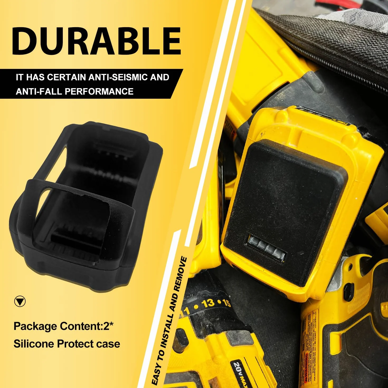 2 szt. silikonowe etui ochronne do baterii dewalt 20 V 4.0, 5.0