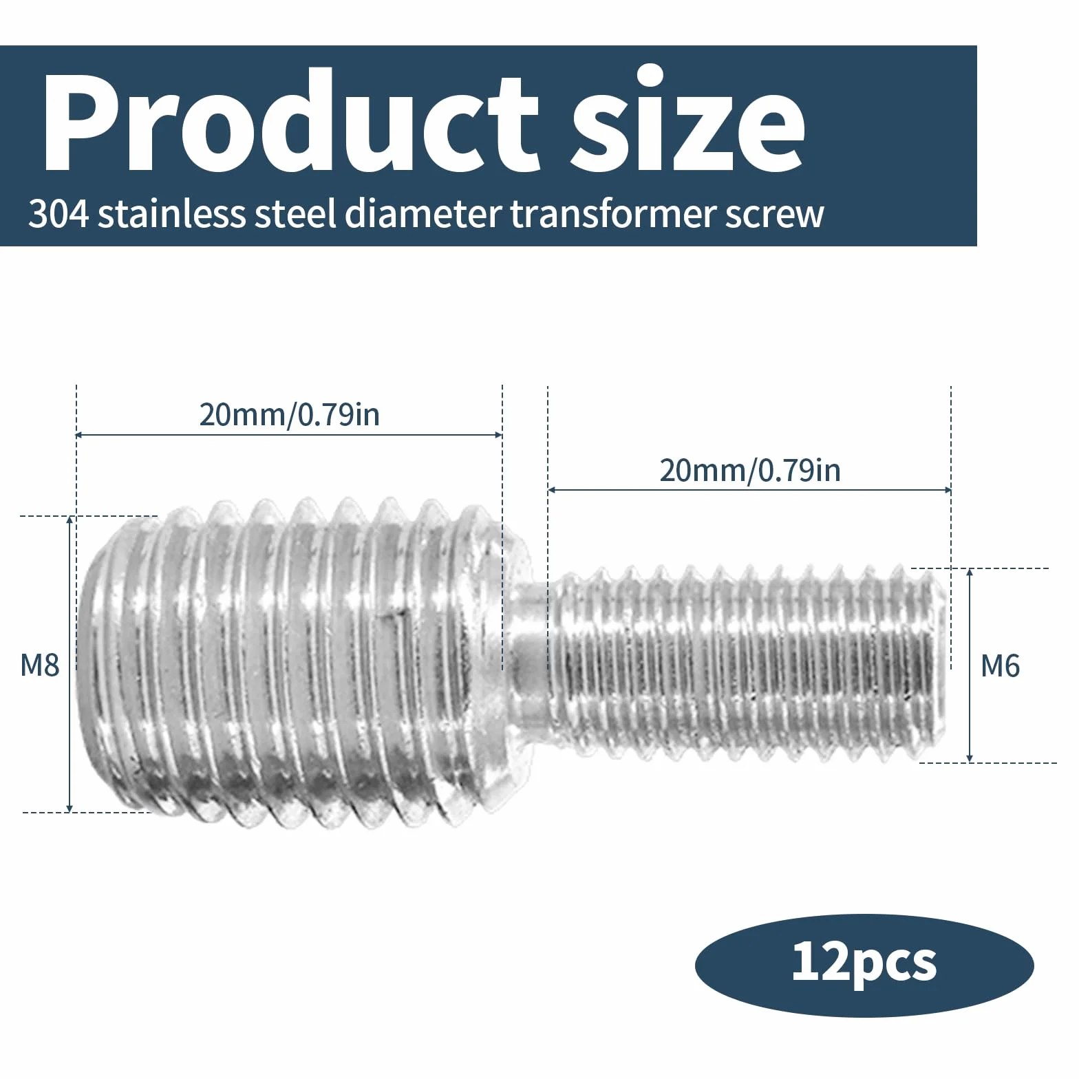 12 sztuk bolców stojących, M6 x 20 mm do M8 x 20 mm, podwójne trzpienie gwintowane, śruba ze stali nierdzewnej, adapter gwintowany, redukcja, adapter do mebli
