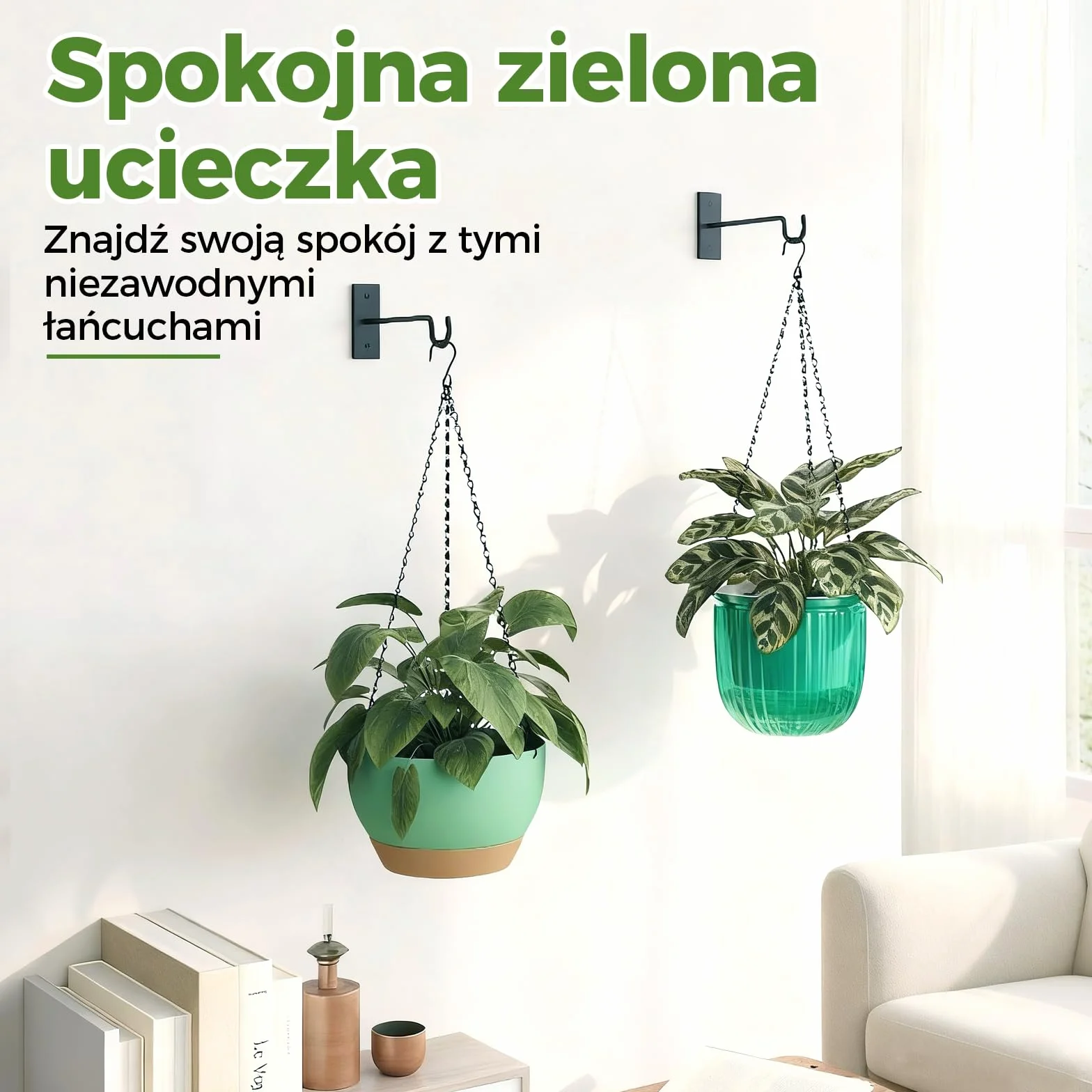 Bamworld 3 Szt. Czarnych Łańcuchów 47 cm - Uniwersalne Wieszaki do Donic, Karmników, Lampionów i Dekoracji Ogrodowych na Zewnątrz i do Wnętrz