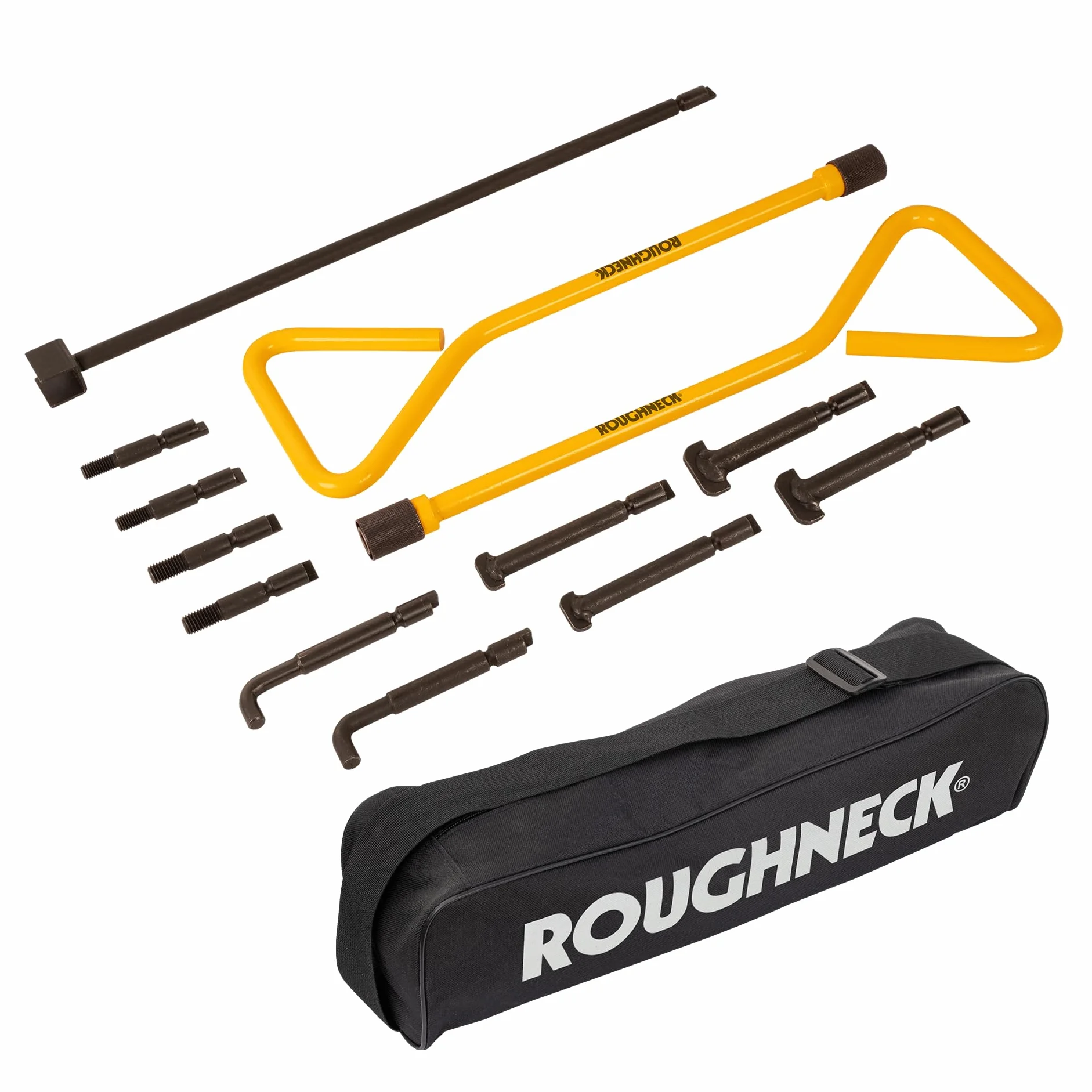 Roughneck® Lot de 13 clés universelles pour trou d'homme : 2 poignées, 11 clés (6 types) et étui de transport
