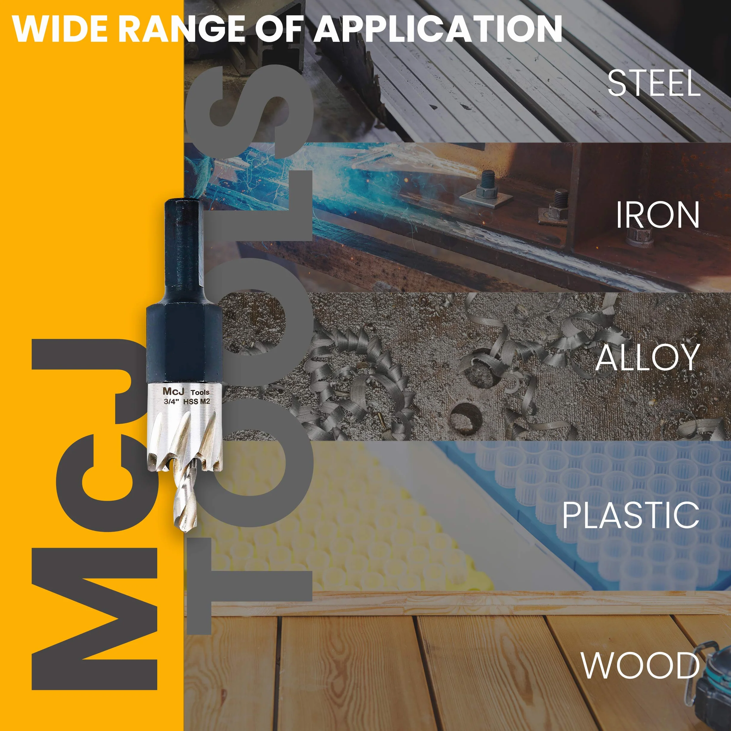 McJ Tools Frez do otworów HSS 1-7/8" z cięciem 3/16" D i ślimakiem wyrzucającym