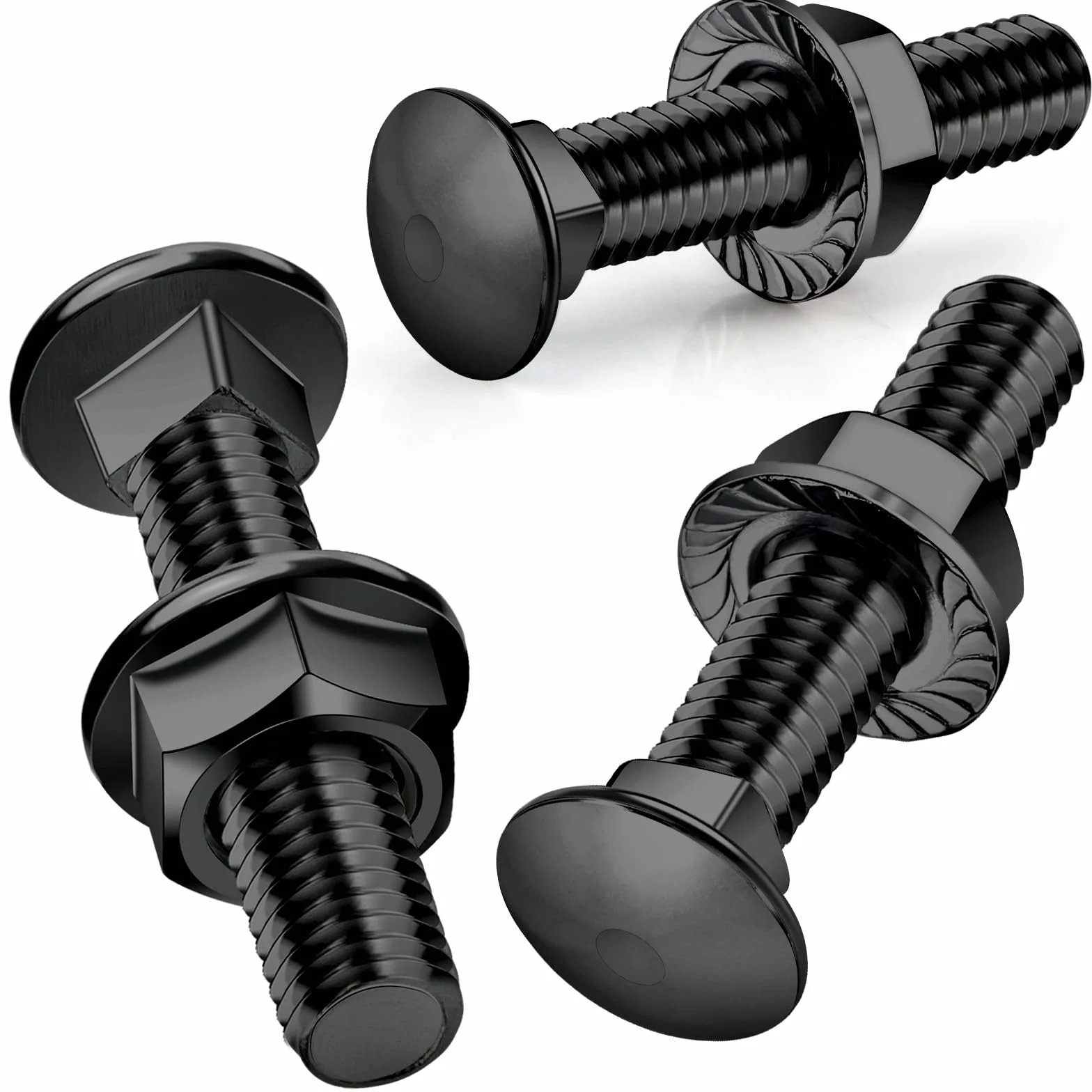 SWTYExt Śruby do wózka M6 x 30 mm, stal nierdzewna 304, czarny tlenek z kołnierzem, nakrętki sześciokątne, DIN 6923, do budowy maszyn przemysłowych, dekoracji wnętrz, 25 szt