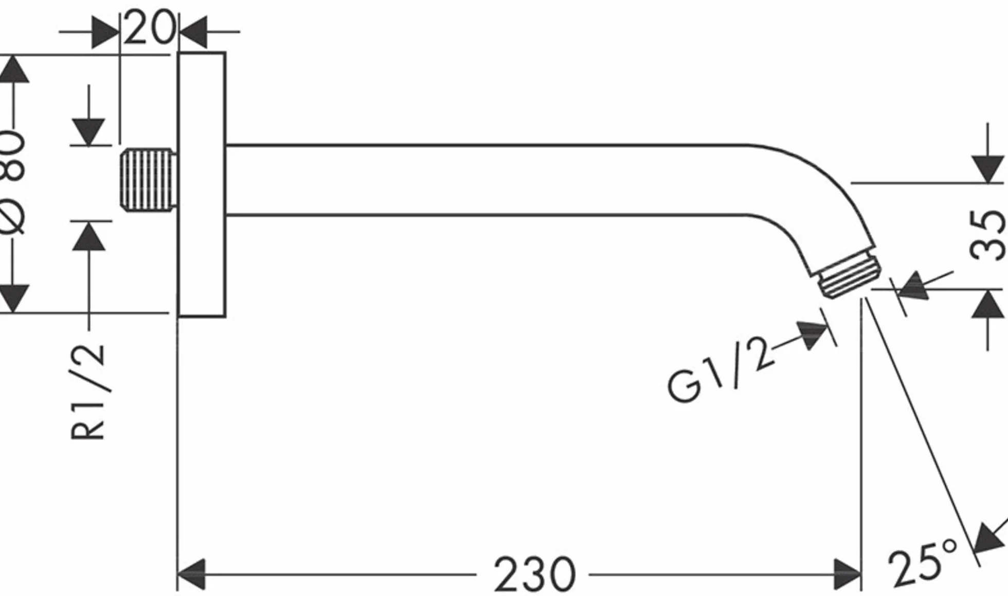 hansgrohe Ramię prysznicowe 389 mm, szczotkowany brąz
