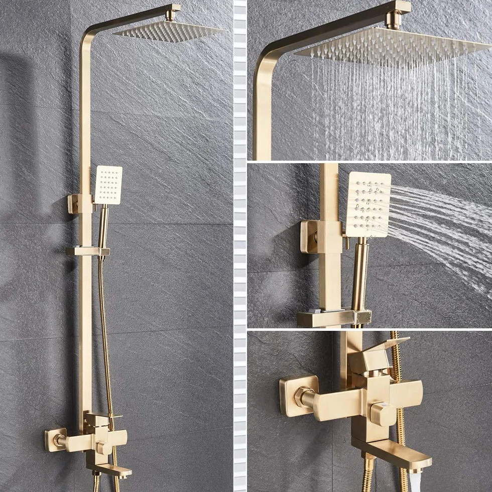 Bateria łazienkowa szczotkowana, złota, duża, deszczownica, bateria wannowa, montowana na ścianie, bateria prysznicowa, bateria natryskowa, zestaw prysznicowy, bateria mi,12 Inch Shower Set
