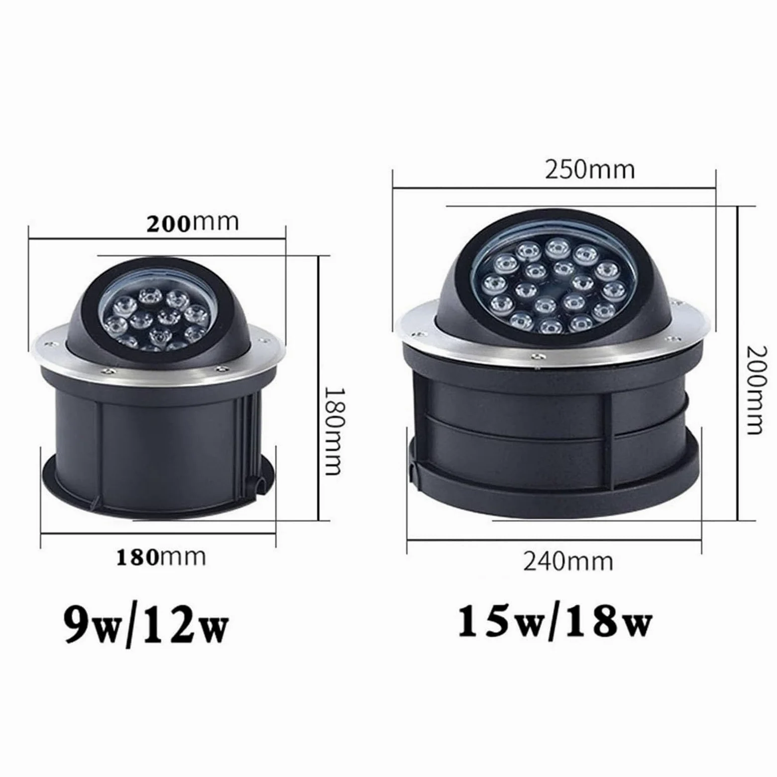 oświetlenie zewnętrzne, Wodoodporne lampy ogrodowe IP67 do wkopywania w ziemię, regulowane pod kątem, okrągłe, wpuszczane ze stali nierdzewnej(Red,9W (85 265V))