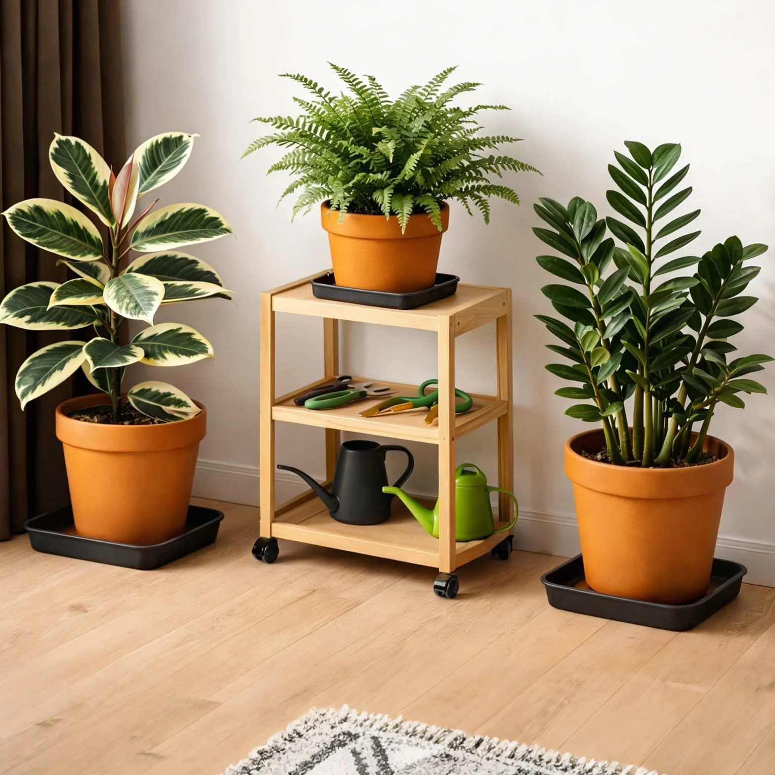 Plastikowe podstawki pod doniczki 29x29 cm czarne zestaw 4 sztuk