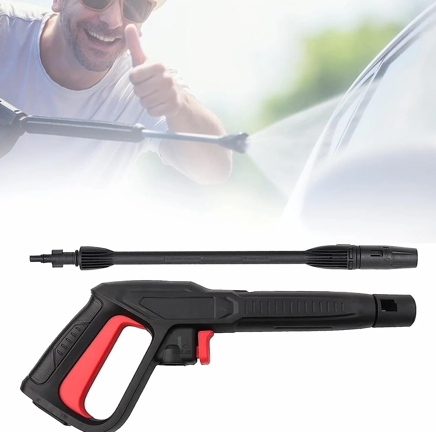 YUET Trigger wysokociśnieniowy pistolet myjka strumieniowa zestaw akcesoriów system szybkiego uwalniania do Bosch AQT Black & Decker, dysza natryskowa do lancy brudnej, regulowany wąż czyszczący 2350