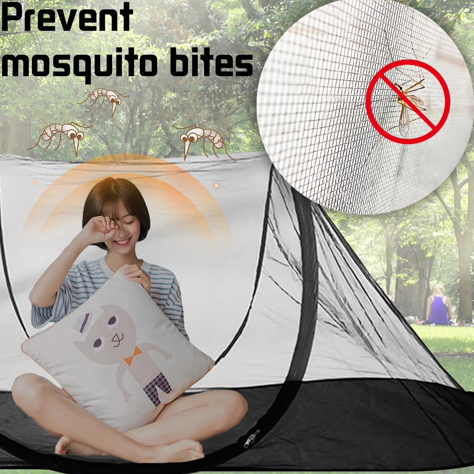 Moskitiera podróżna składana Pop-Up 200 x 72 x 70 cm 210D Oxford włókno szklane