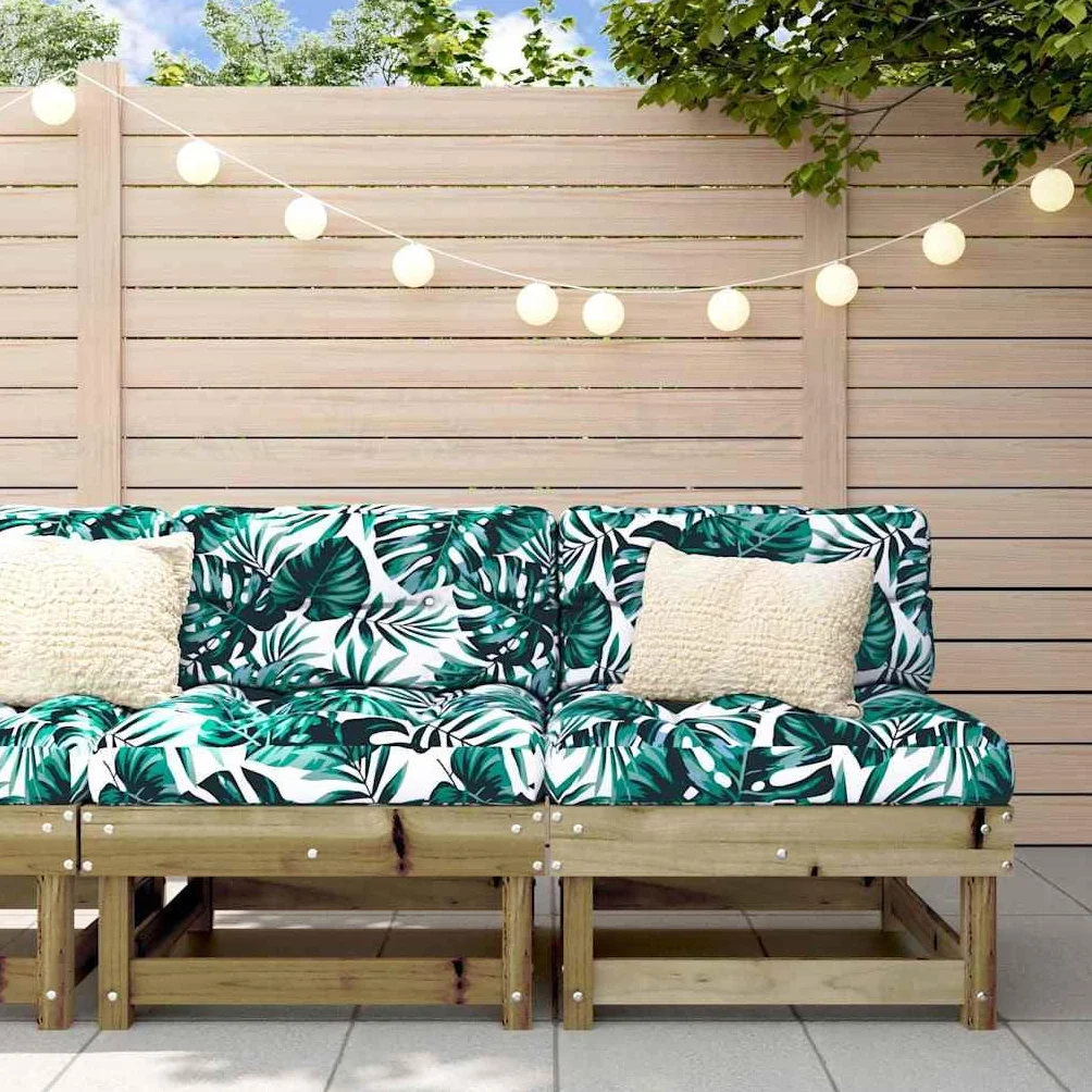 vidaXL Siedziska środkowe z poduszkami, 2 szt., impregnowana sosna, sofa do ogrodu, siedzisko do ogrodu, moduł sofy na taras, moduł sofy do ogrodu