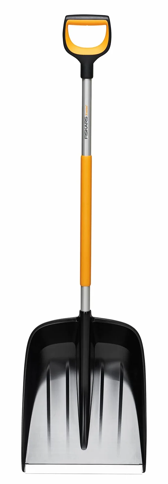 Fiskars Łopata do śniegu do małych i dużych ilości śniegu, seria X, długość: 132 cm, aluminium/polimer, czarny/pomarańczowy/szary, 1057177