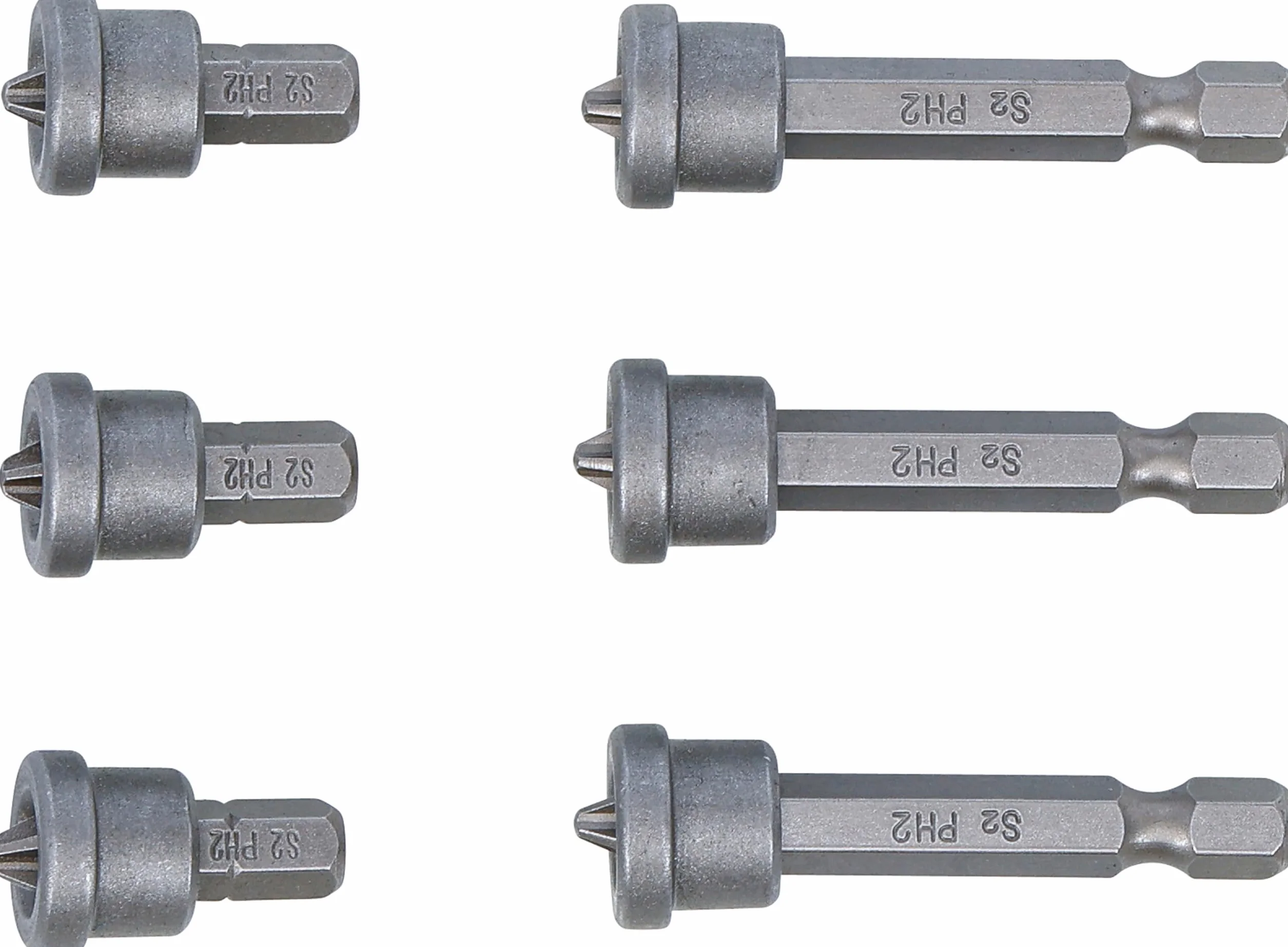 BGS Diy 50406 | Zestaw bitów z ogranicznikiem głębokości | do płyt gipsowo-kartonowych | napęd 6,3 mm (1/4") | rowek krzyżowy PH2 | 6 szt.