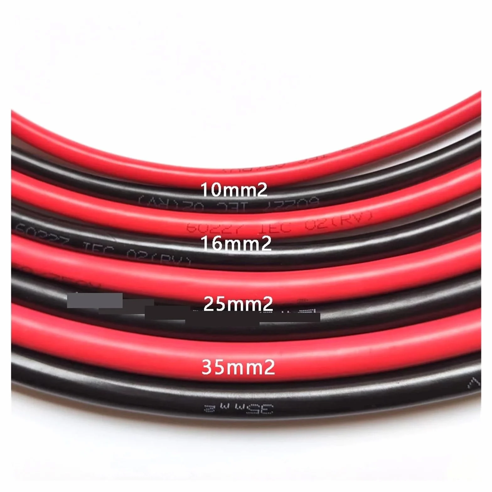 Przewód elektryczny do kampera, czerwono-czarny, jednożyłowy, wielożyłowy, PVC(Noir,1M-2 AWG 35mm2)