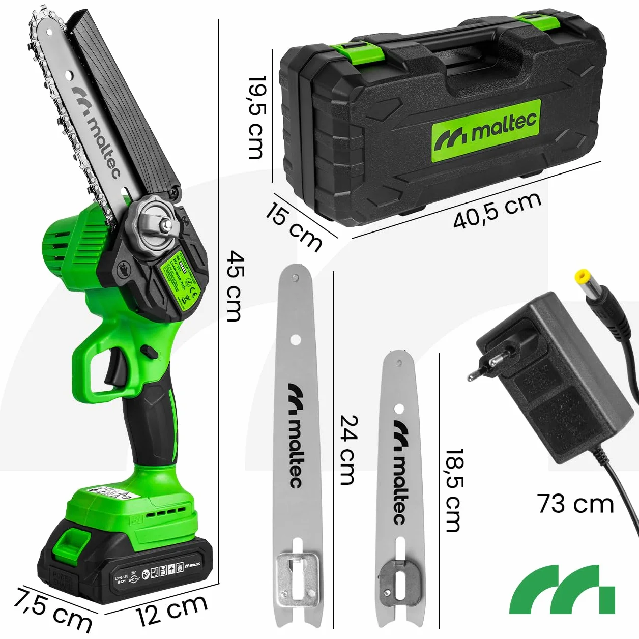Maltec MasterCut akumulatorowa piła łańcuchowa bezprzewodowa 1000 W 21 V 6+8"