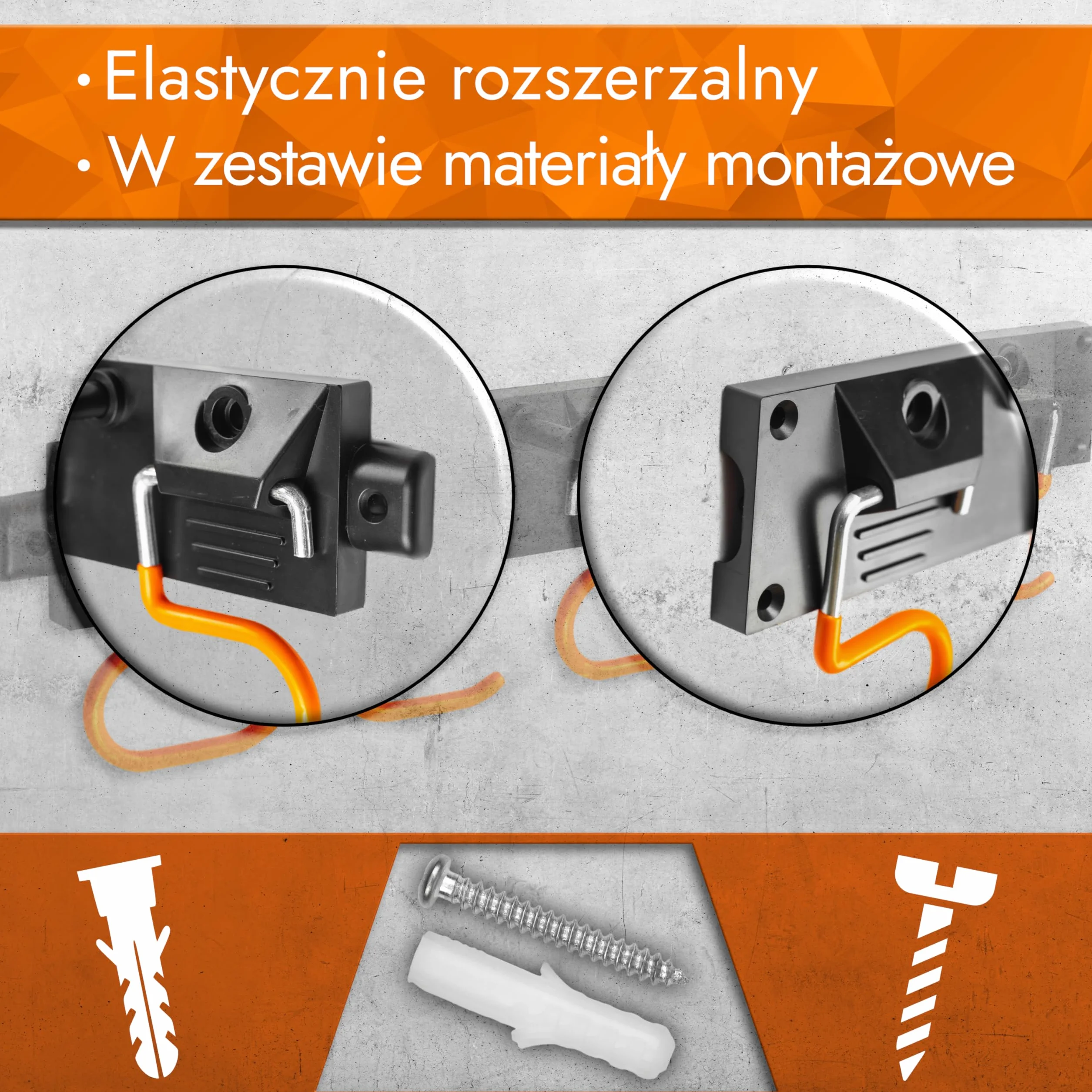 Organizer na narzędzia ogrodnicze 2x40cm z antypoślizgowymi hakami wieszak ścienny