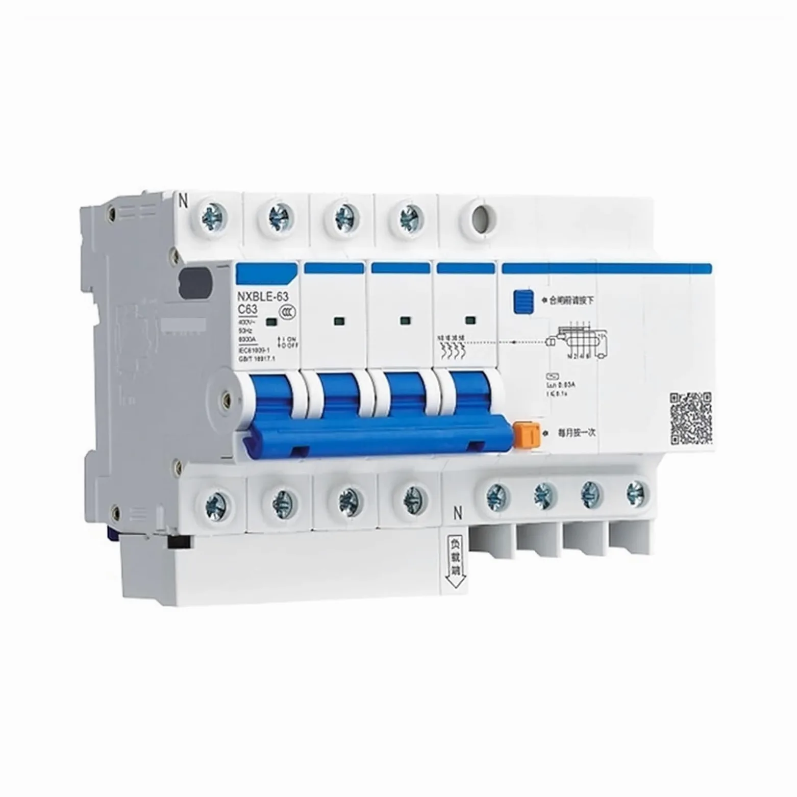 Wyłącznik automatyczny AC230/400V NXBLE32/63/125C typ przeciążenia zwarcie 25 32 40 50 63 80 100 A prąd resztkowy działanie 1 szt. kolor: 1P N rozmiar: NXB (1P N, NXBLE-63 C20)