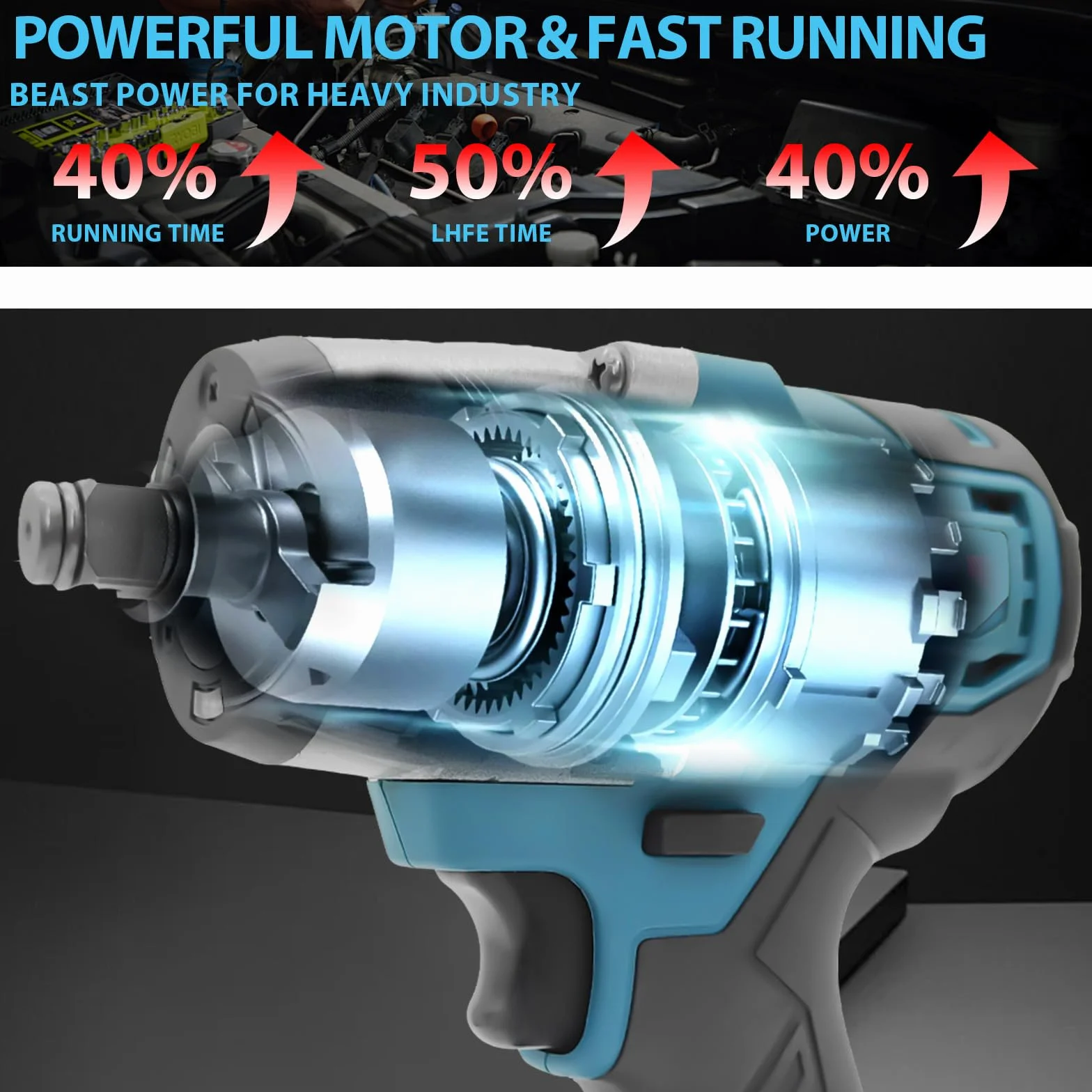 Wkrętarka udarowa akumulator 520 Nm do akumulatora Makita 18 V 3200 RPM z 2 akumulatorami 18 V 3,0 Ah 1/2 cala, bezszczotkowy z 4 tulejami udarowymi do śrub i nakrętek, samochodów ciężarowych