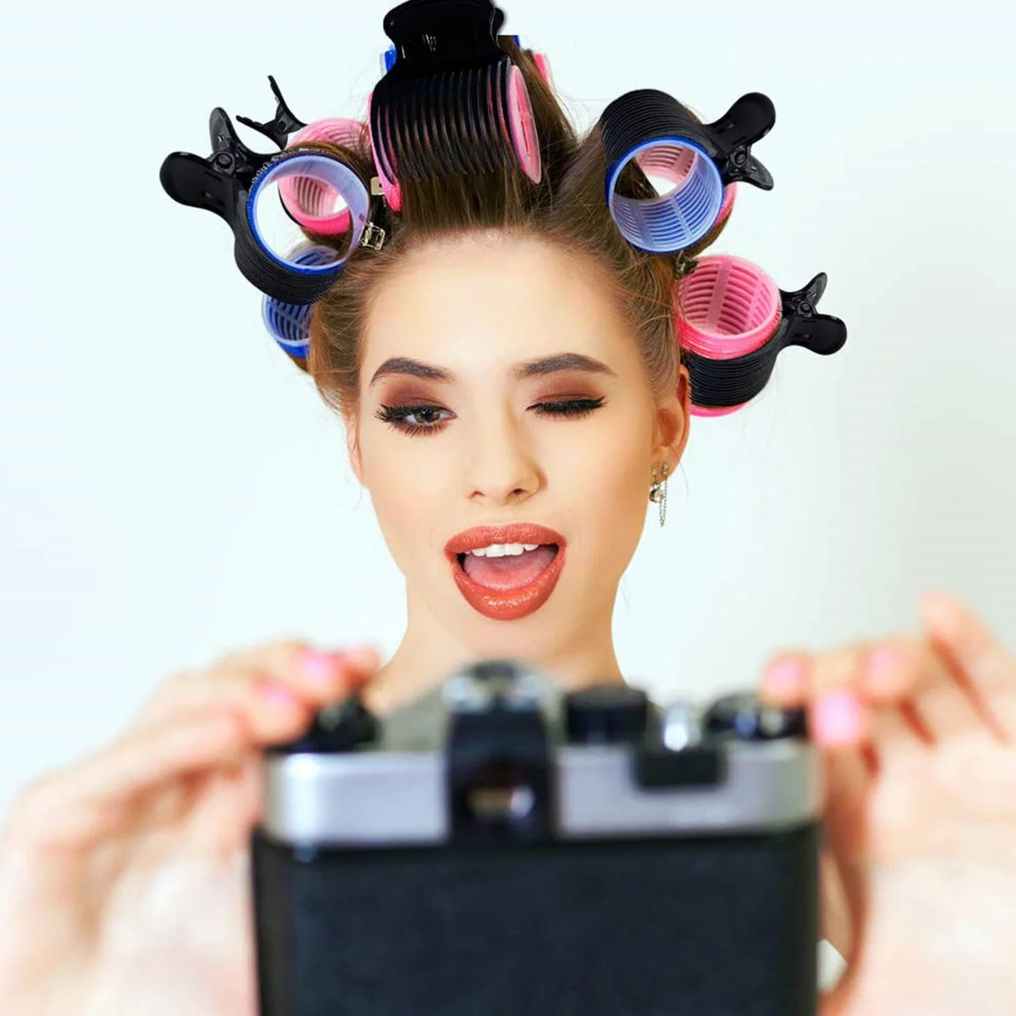 LATRAT Hot Roller Clip 12 klipsów do lokówek, tworzywo sztuczne, gorący wałek, wymienne spinki do włosów, dla kobiet i dziewcząt, do stylizacji włosów, kolor biały