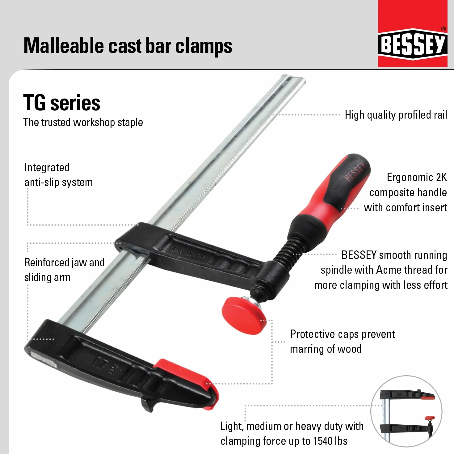 Bessey Zaciski prętowe serii TG Professional firmy Bessey