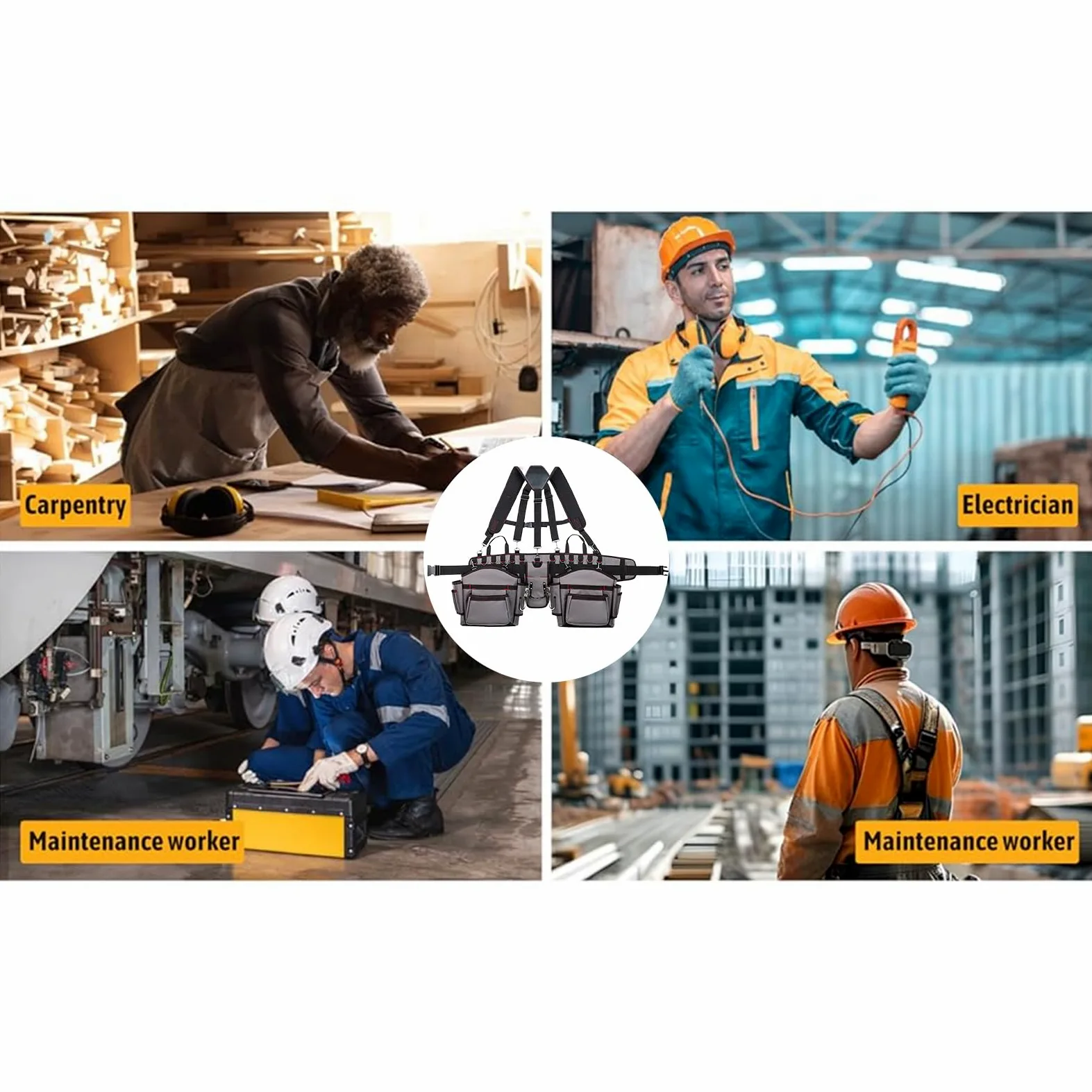 Pasy Narzędziowe Męskie Uniwersalna kamizelka organizer z kieszeniami | Organizer narzędziowy dla stolarzy Do Prac Szkieletowych, Elektrycznych, Budowlanych, Ogrodniczych, na Zewnątrz i