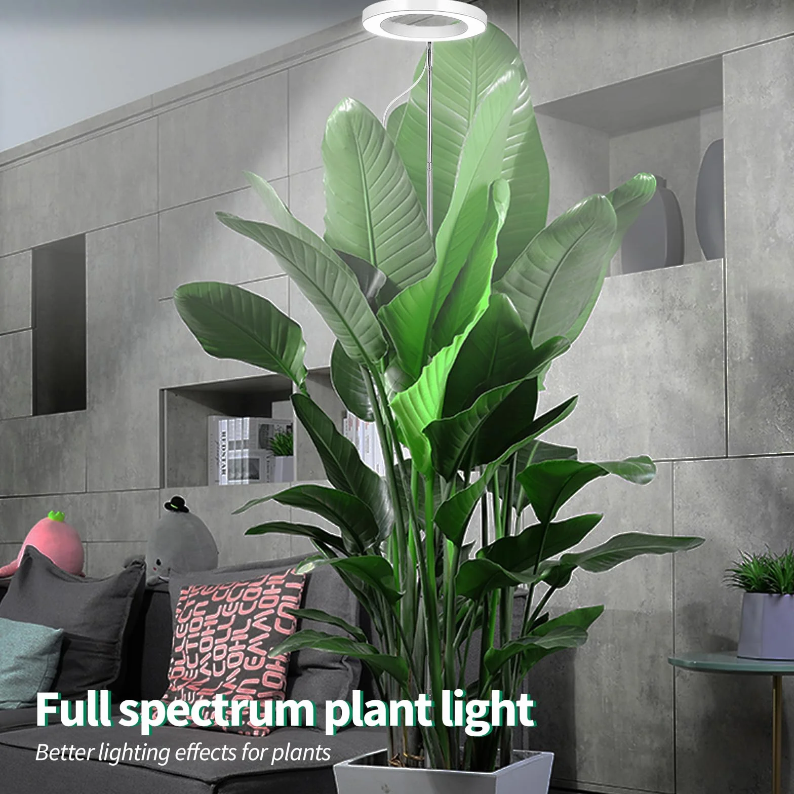 Qoolife Lampa LED do roślin pokojowych, pełne spektrum światła, 155 cm, regulowana wysokość światła z 72 diodami LED, 3 poziomy jasności, programator czasowy 3/9/12 godzin, do roślin w pomieszczeniach