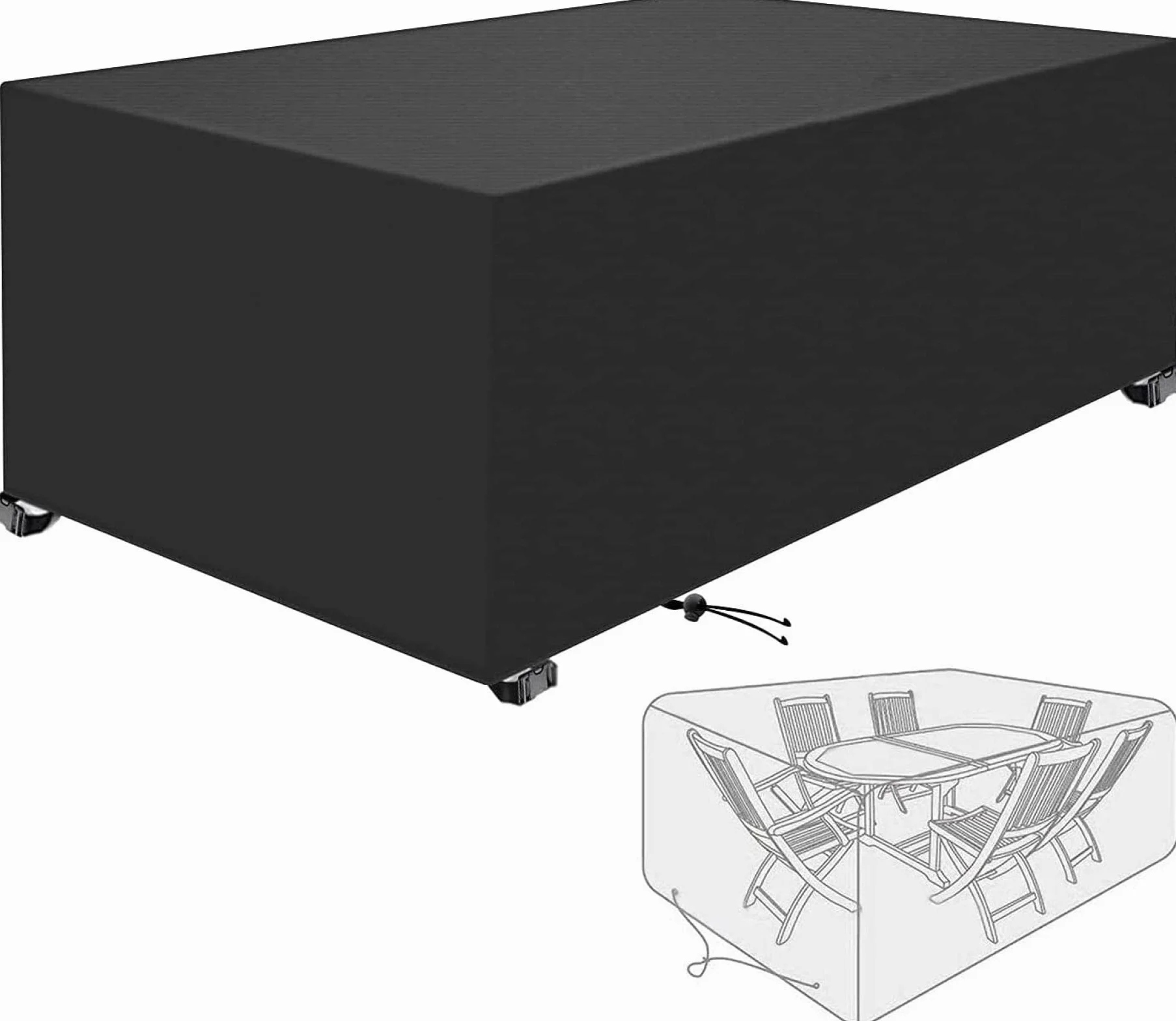 Pokrowce na meble ogrodowe Oxford 600D, prostokątne pokrowce na meble ogrodowe, 300 x 160 x 75 cm, prostokątne pokrowce na meble ogrodowe, rattanowe pokrowce na meble ogrodowe 300 x 160 x 75 cm