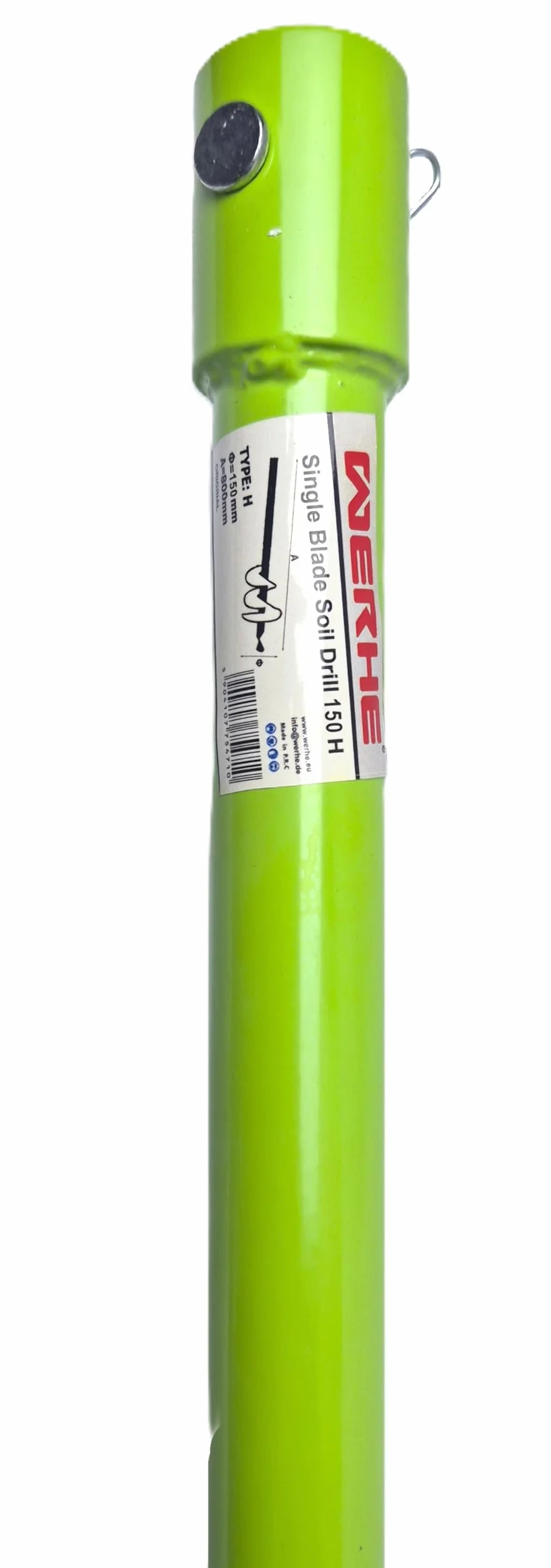 WERHE Świder do gleby ⌀150 mm, długość 80 cm – Wiertło ogrodowe z pojedynczym zwojem – do sadzenia drzew, otworów pod słupki i przepusty – końcówka tnąca z węglikami spiekanymi