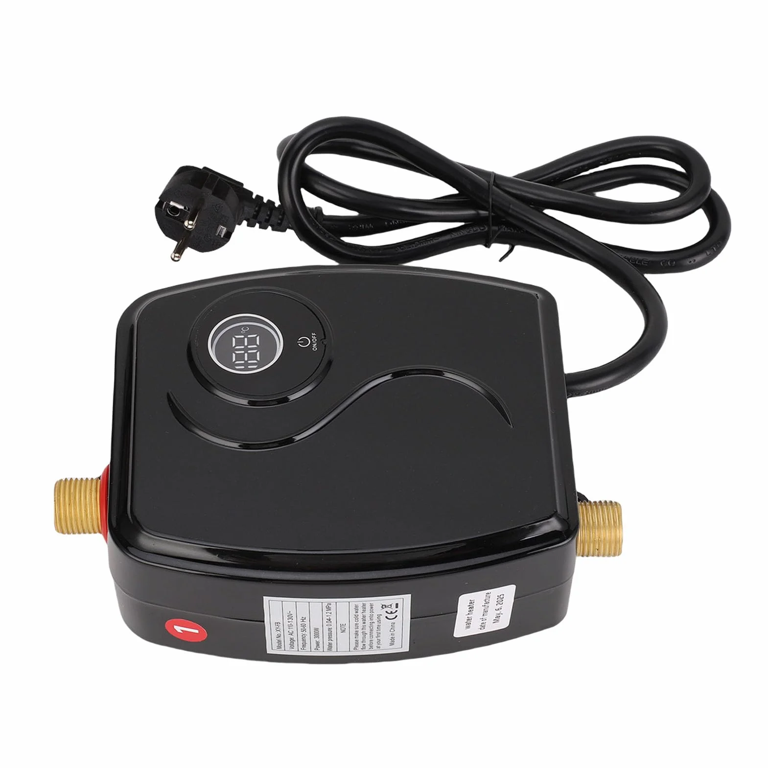 Eujgoov Podgrzewacz Wody 3000W, Mosiężny Wlot i Wylot, Scretarz Dotykowy Mini Podgrzewacz Wody do Domu, łazienki, RV, IPX4, Dotknij 0,04-1.2mpa (Wtyczka UE 220V)
