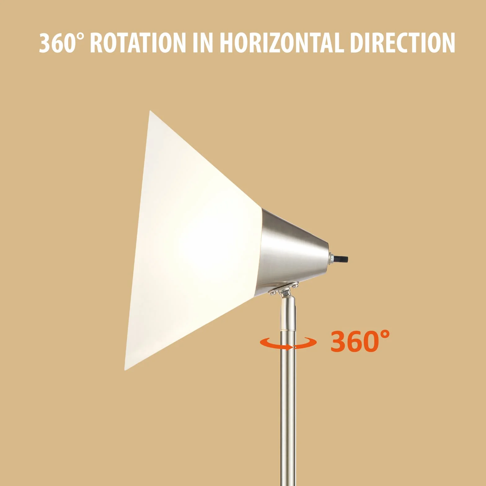 Minimalistyczna lampa stojąca, obrotowa głowica, przełącznik, biurowa lampa stojąca, biała, metal, PCW