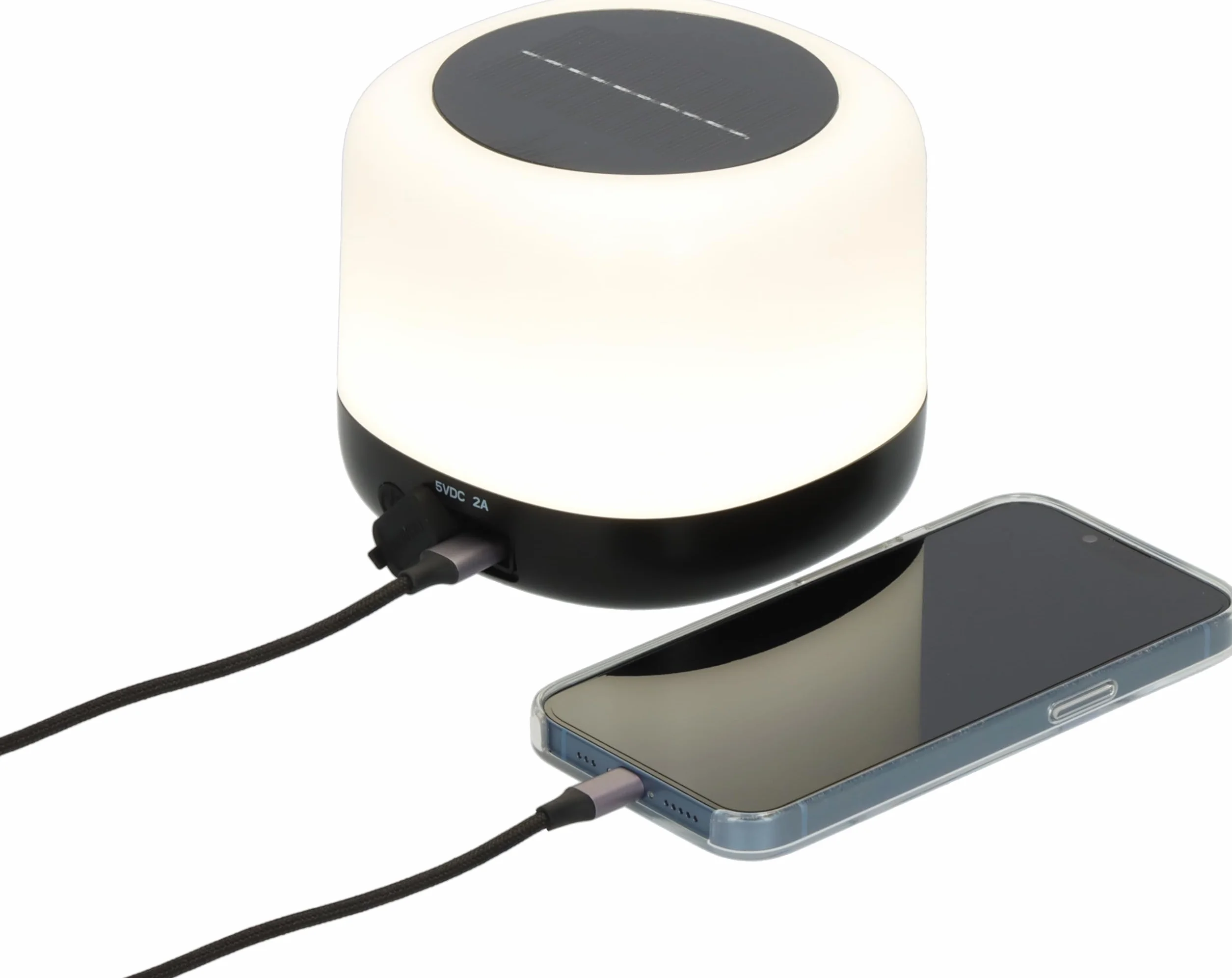 Brennenstuhl ładowalna solarna lampa zewnętrzna LED GL 400 AS (lampa kempingowa IP44 o mocy 400 lm, czas świecenia do 45h, 3 poziomy przełączania, wymienny akumulator 18650, powerbank, kabel USB C)