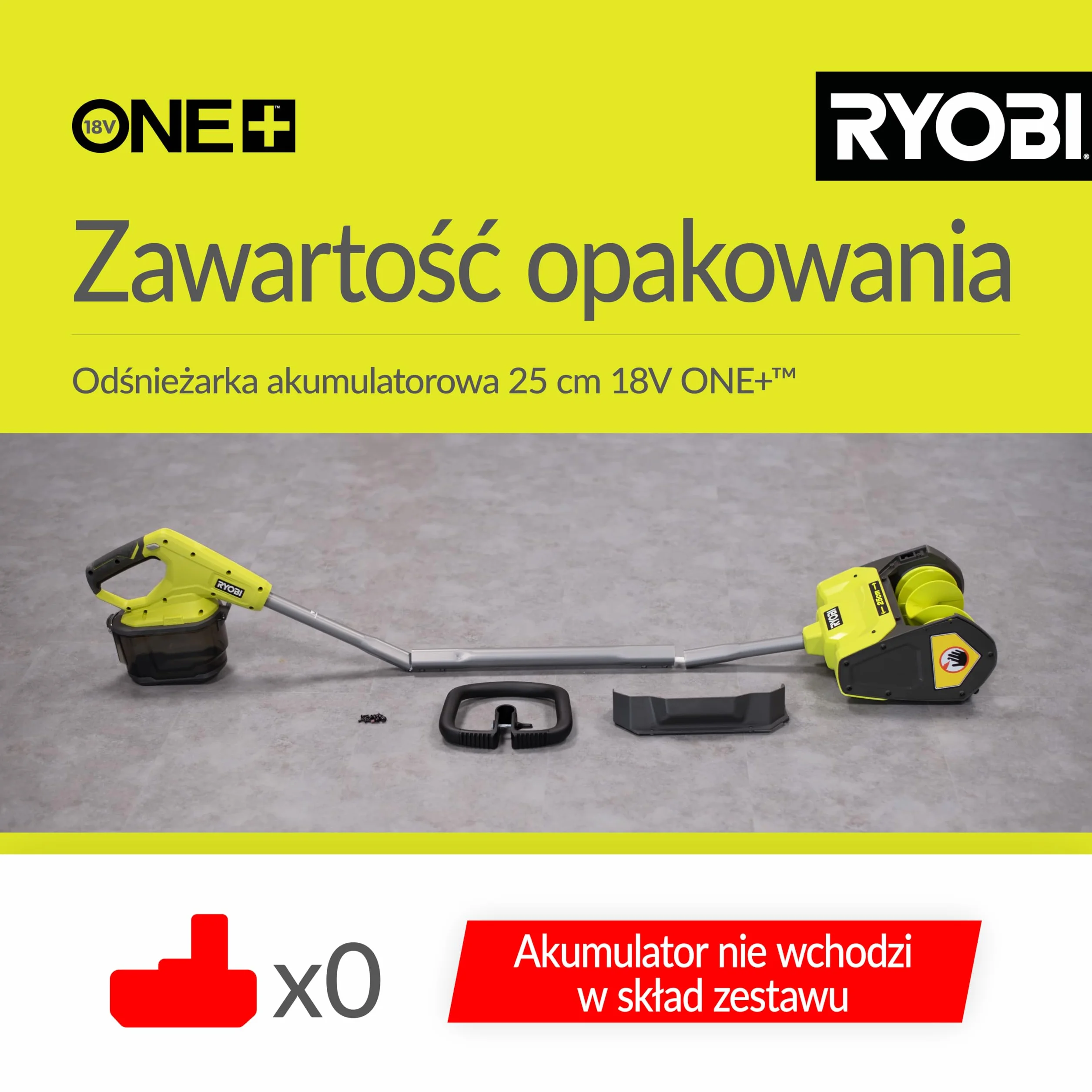 Ryobi Ry18St25A-0 Odśnieżarka, Zielony/Antracytowy, 18V
