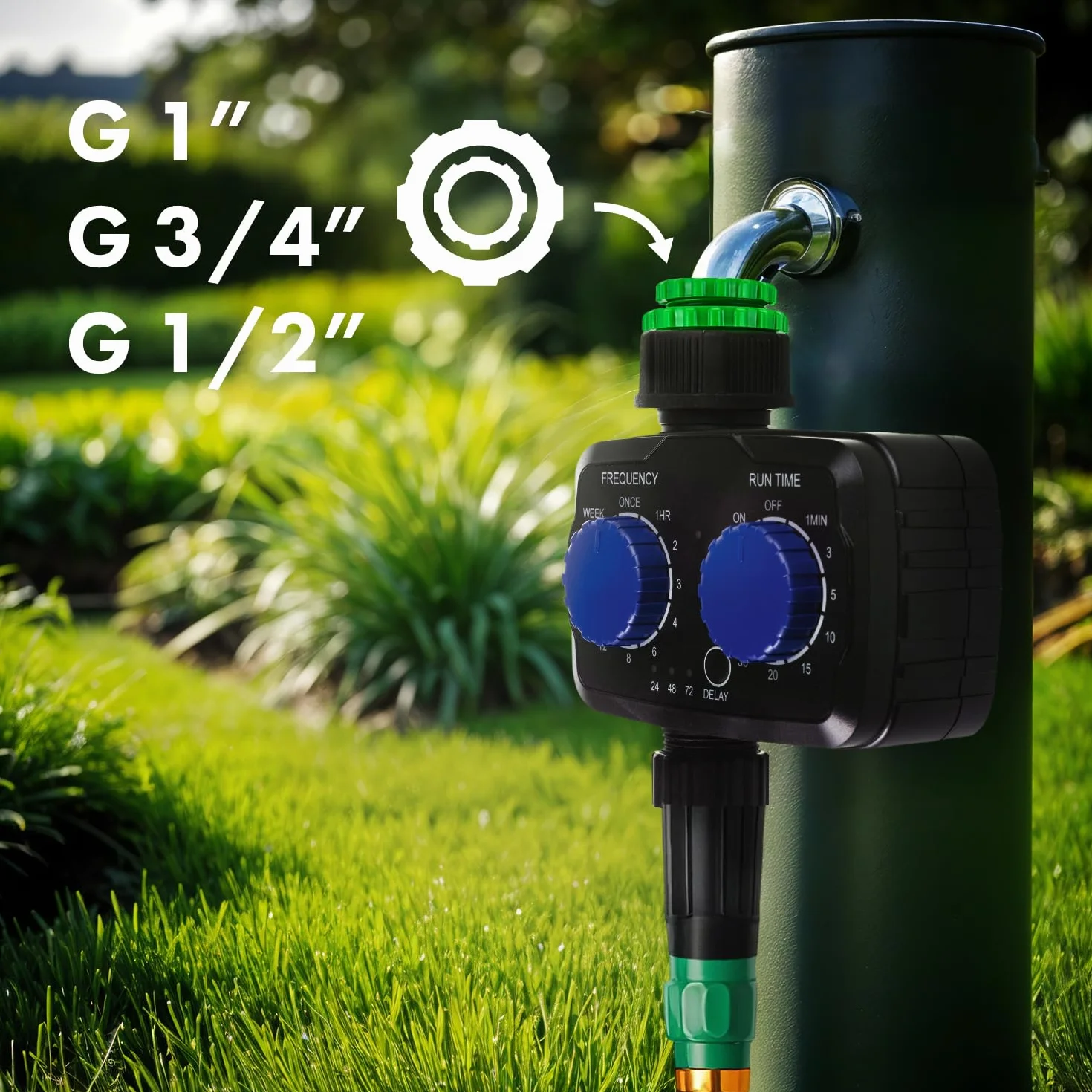 Green Blue Elektroniczny sterownik nawadniania IP55, regulowany czas i częstotliwość, zasilanie bateryjne