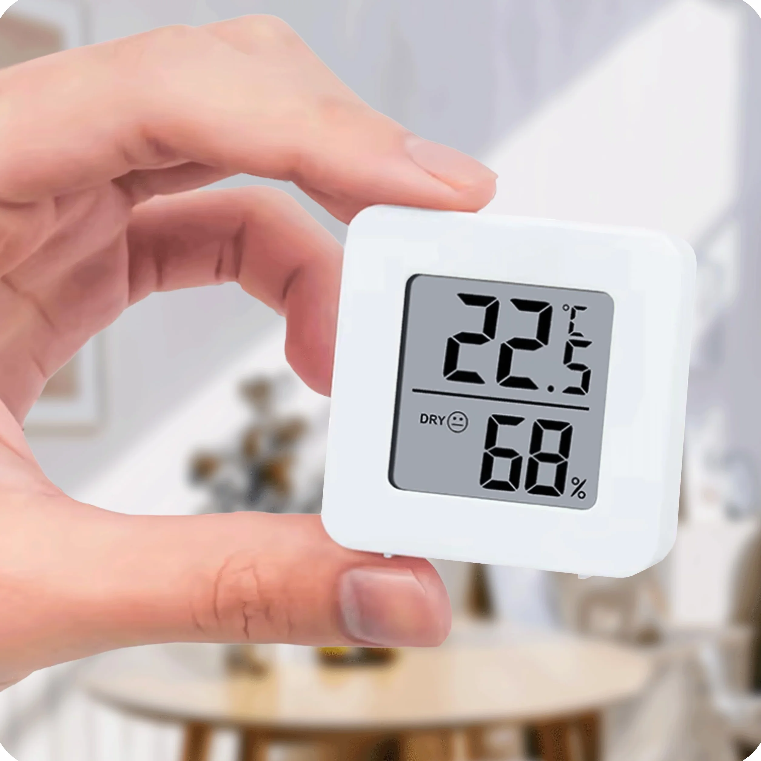 KRUMAD Termometr pokojowy z higrometrem Cyfrowy miernik wilgotności Wyświetlacz temperatury