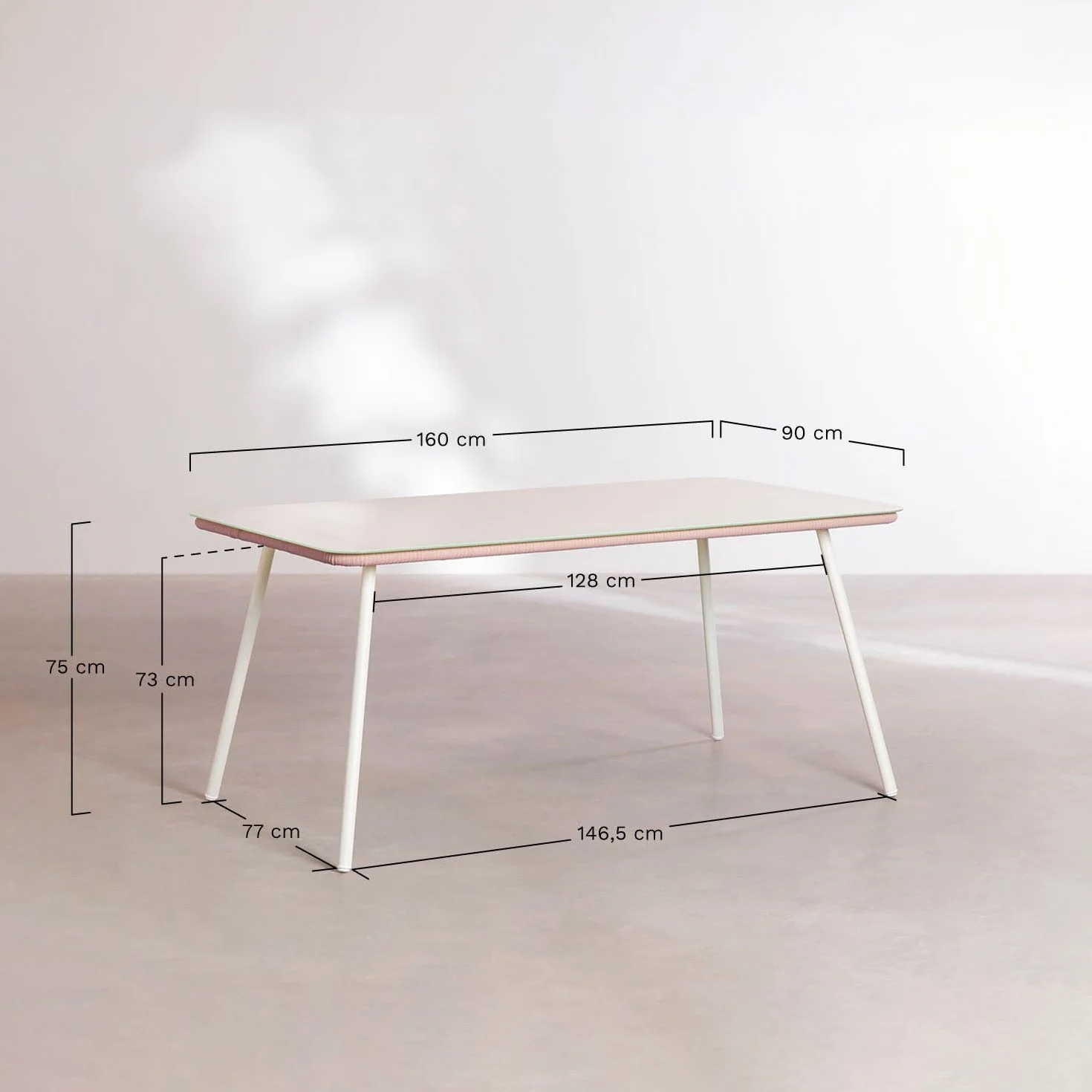 SKLUM Stół ogrodowy prostokątny 160x90 cm ze szkła i aluminium Arhiza