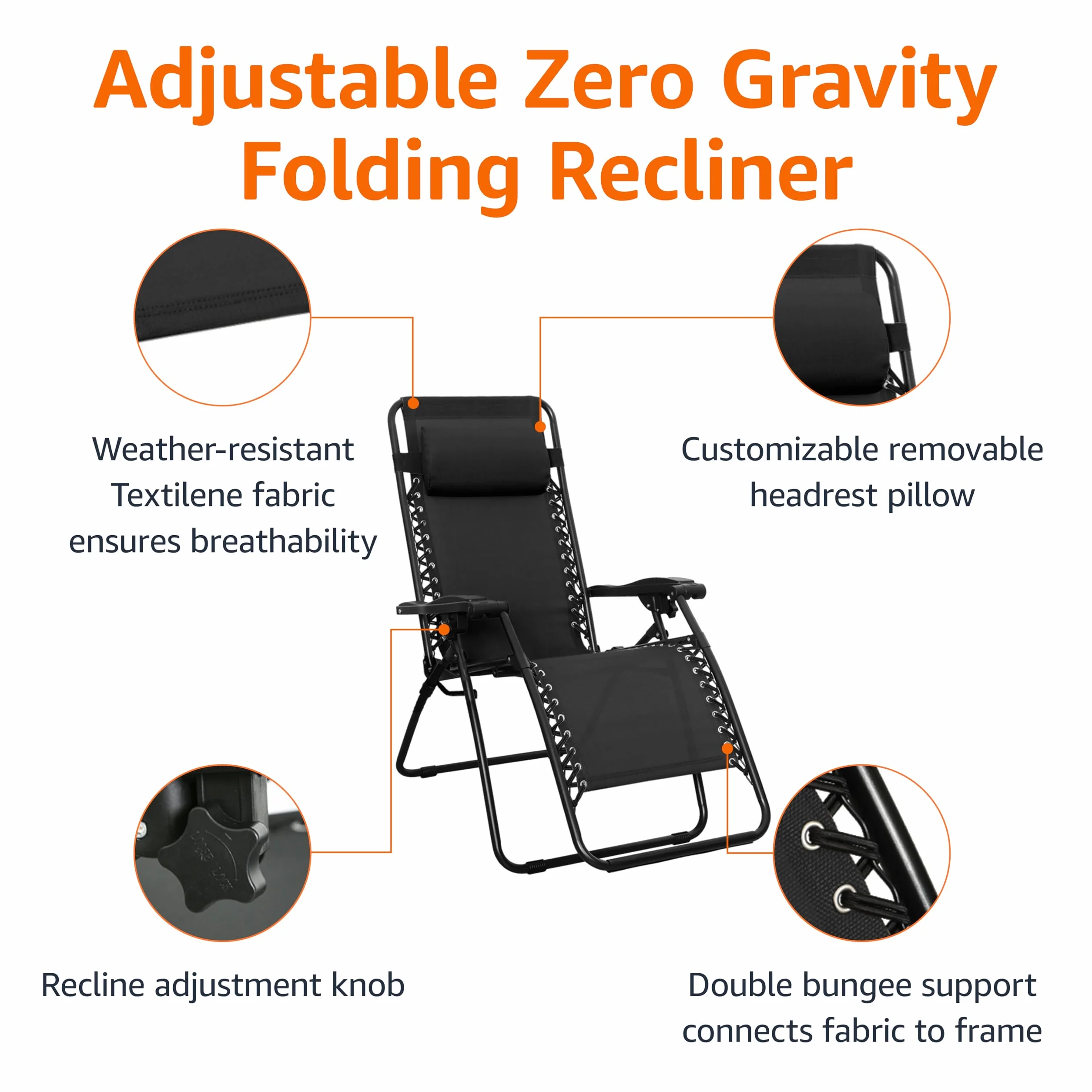 AmazonBasics krzesło Zero grawitacyjne, czarne