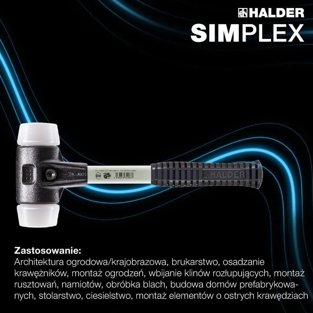 Halder 3707060" Simplex super plastyczny młot z miękkim uchwytem z włókna szklanego, wielokolorowy, 60 mm