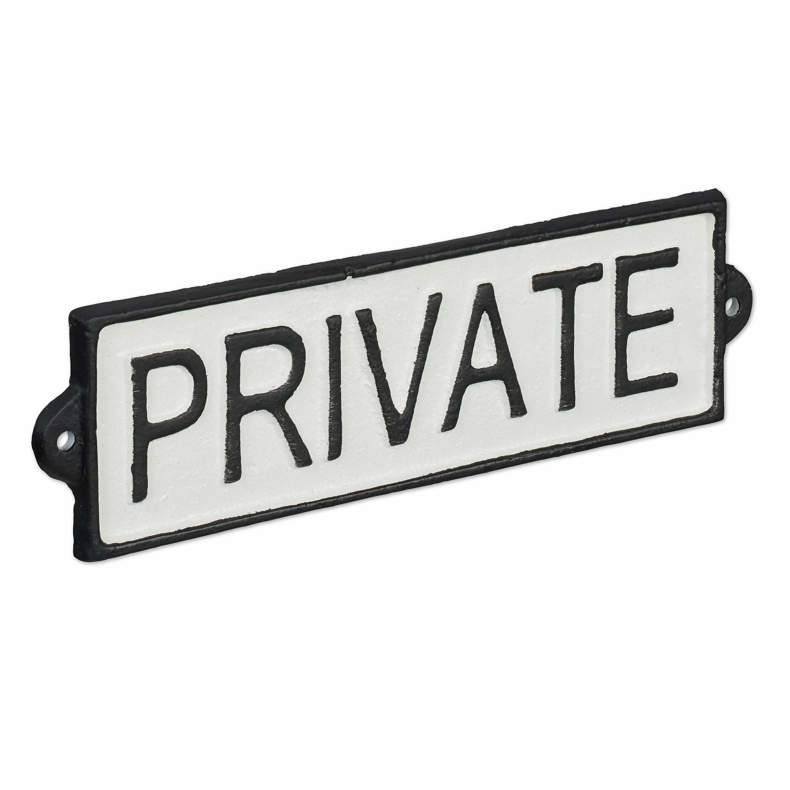 Relaxdays Tabliczka prywatna, żeliwo, tabliczka ścienna "Private", dekoracyjna tabliczka metalowa na drzwi i ścianę, tabliczka informacyjna, biała/czarna