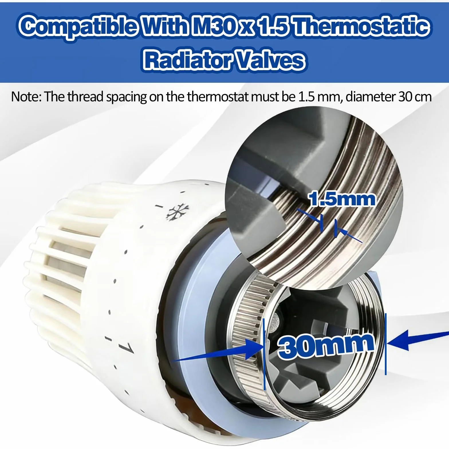 Adapter do grzejnika M30 x 1,0 na M30 x 1,5 Smart Home adapter grzejnika zawór termostatyczny drobny gwint adapter zawór grzewczy metalowy adapter - głowica termostatyczna Oventrop 1011445, 1 sztuka